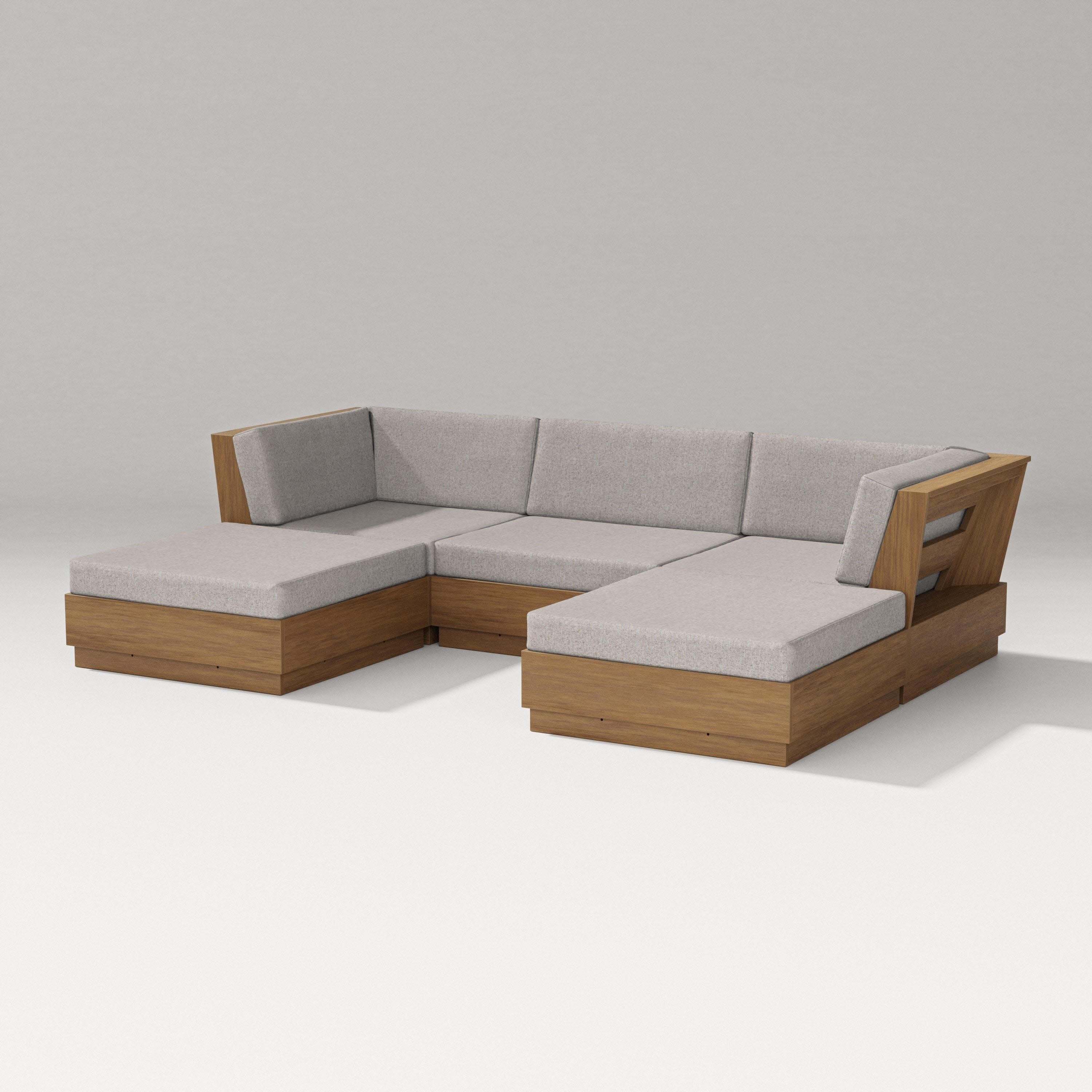 Elevate Double Chaise Sectional in Natural / Weathered Tweed
