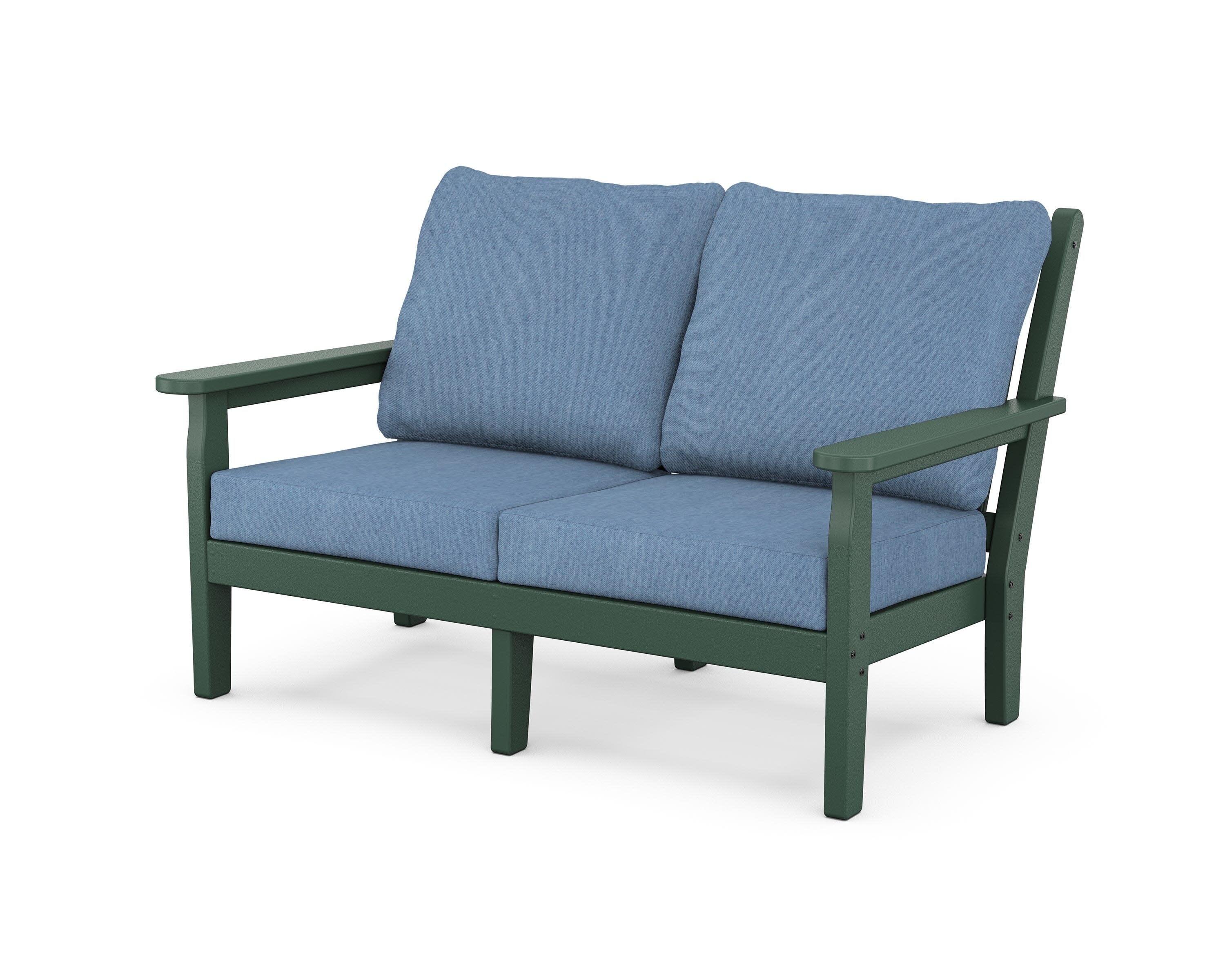 Chippendale Deep Seating Loveseat in Green / Sky Blue