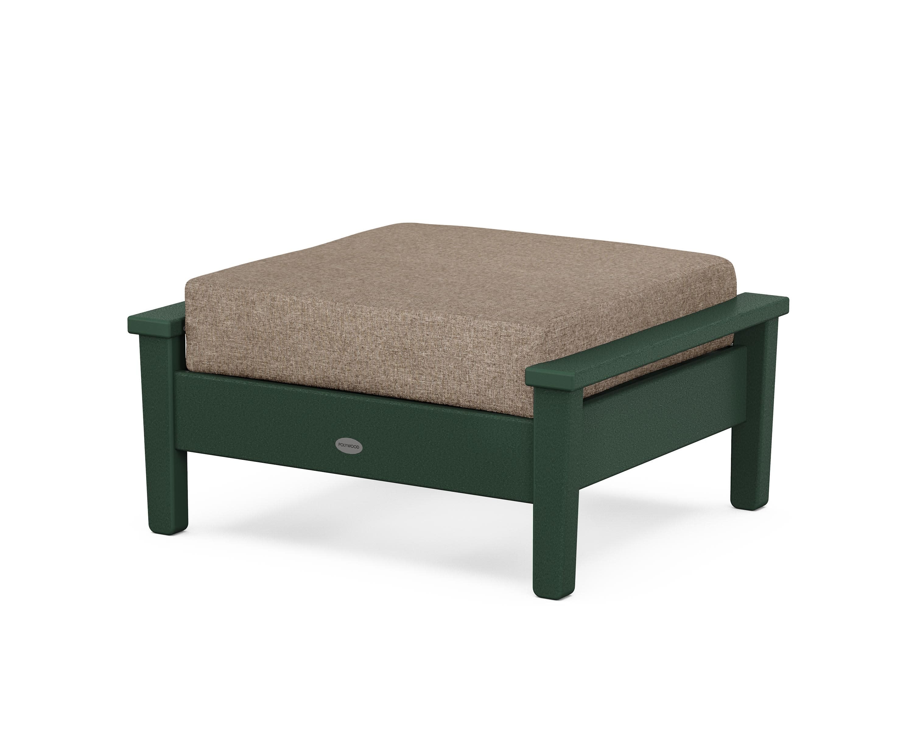 Prescott Deep Seating Ottoman in Green / Spiced Burlap