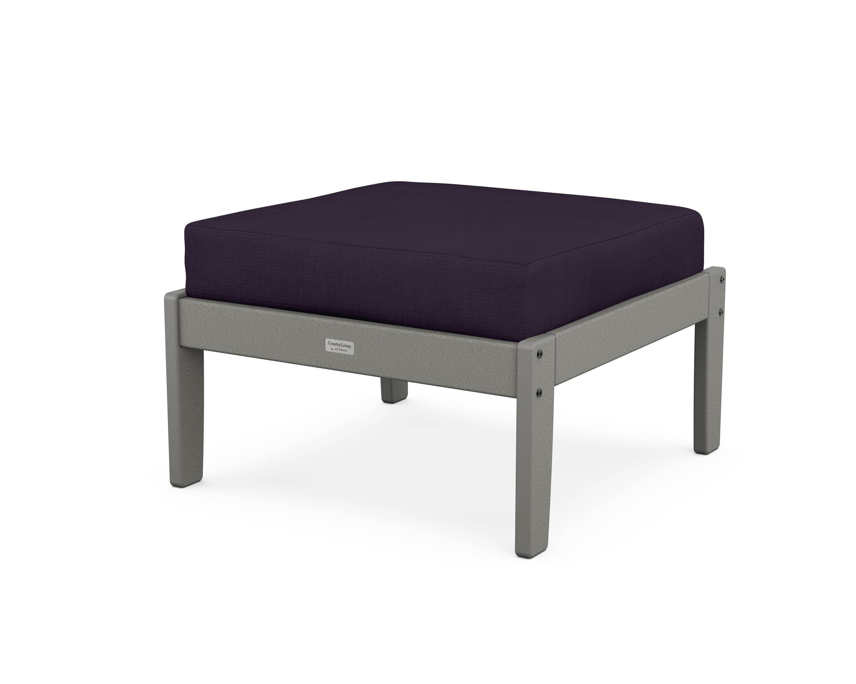 Cottage Deep Seating Ottoman in Slate Grey / Navy Linen