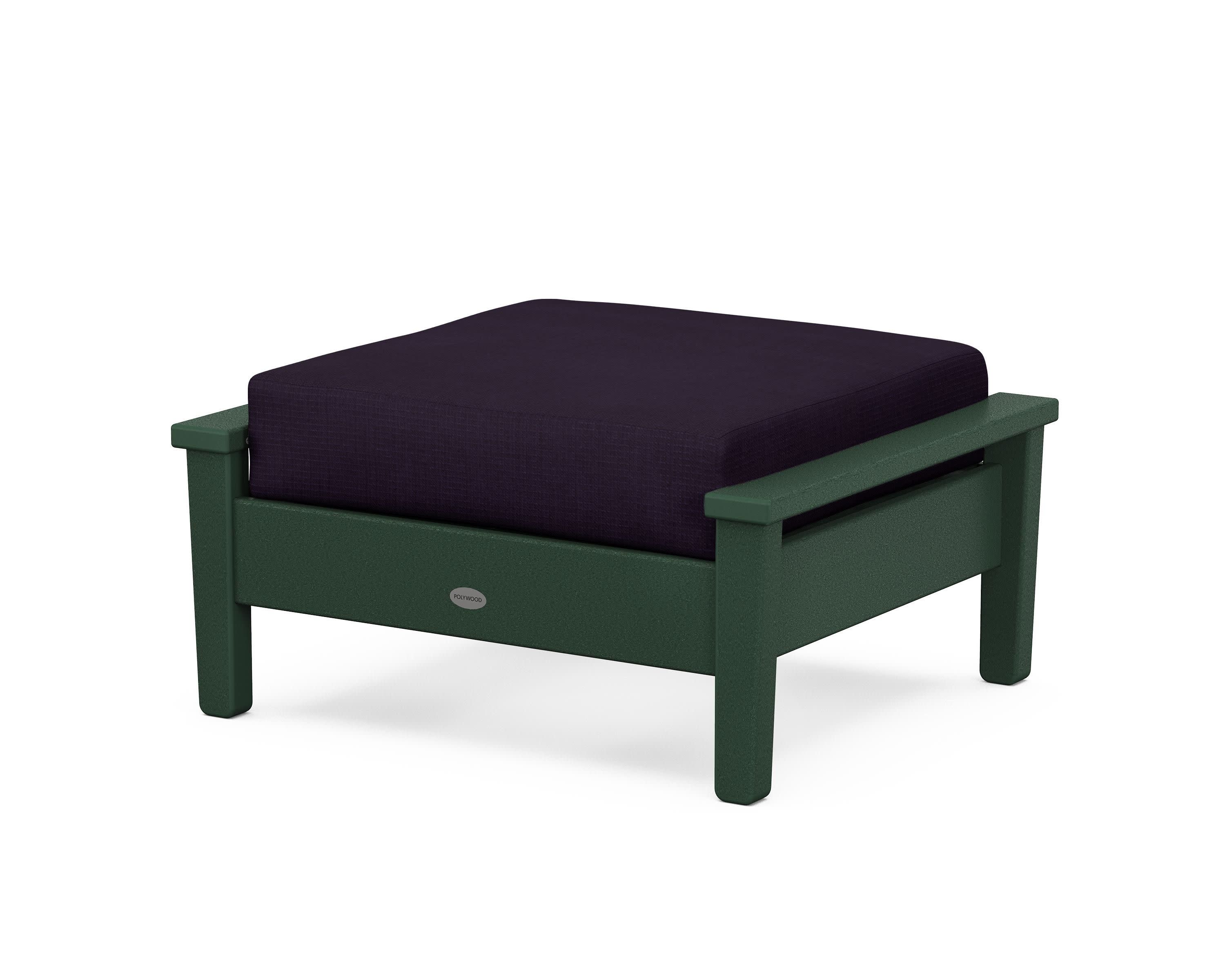 Prescott Deep Seating Ottoman in Green / Navy Linen
