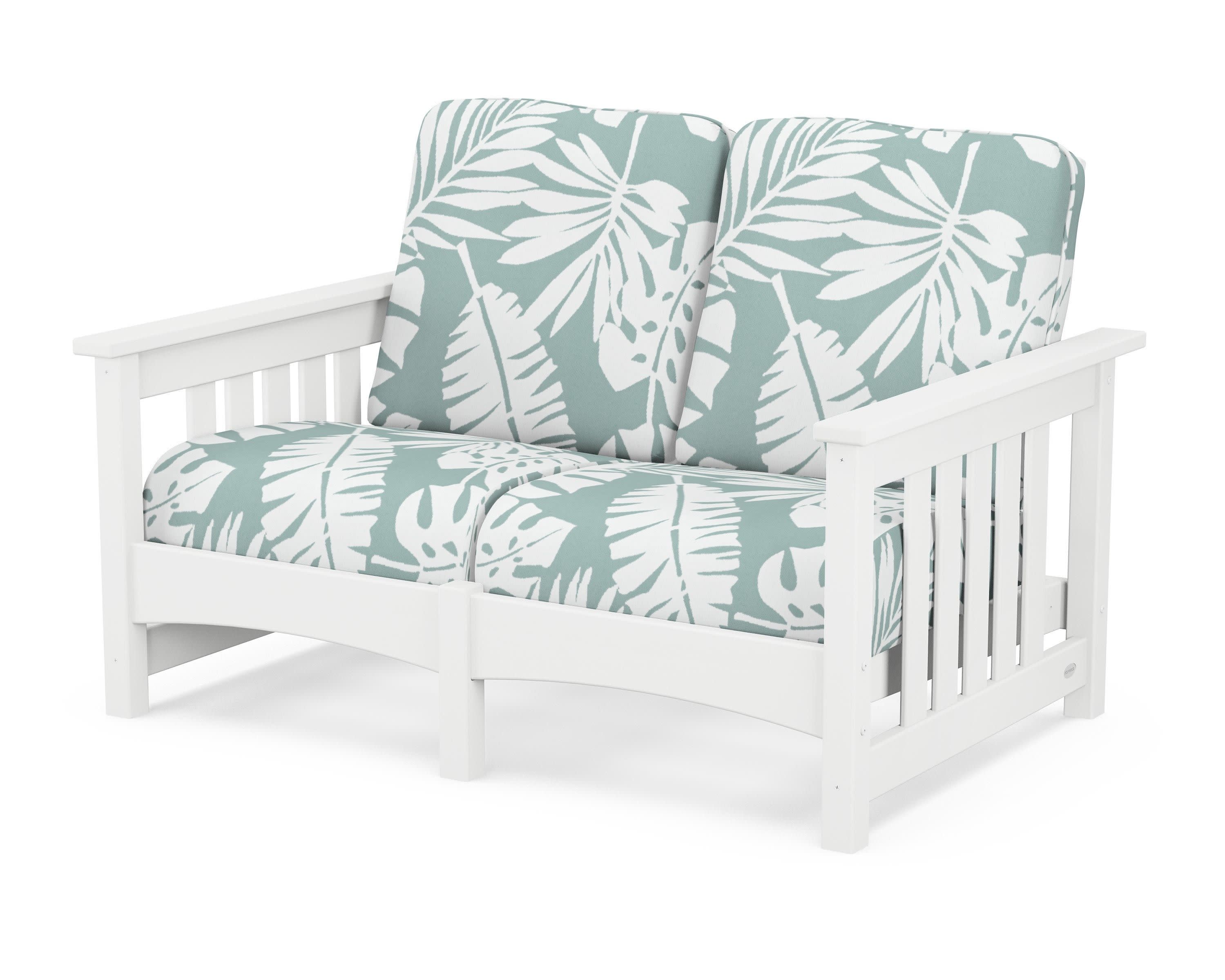 Club Mission Loveseat in White / Leaf Glacier Spa