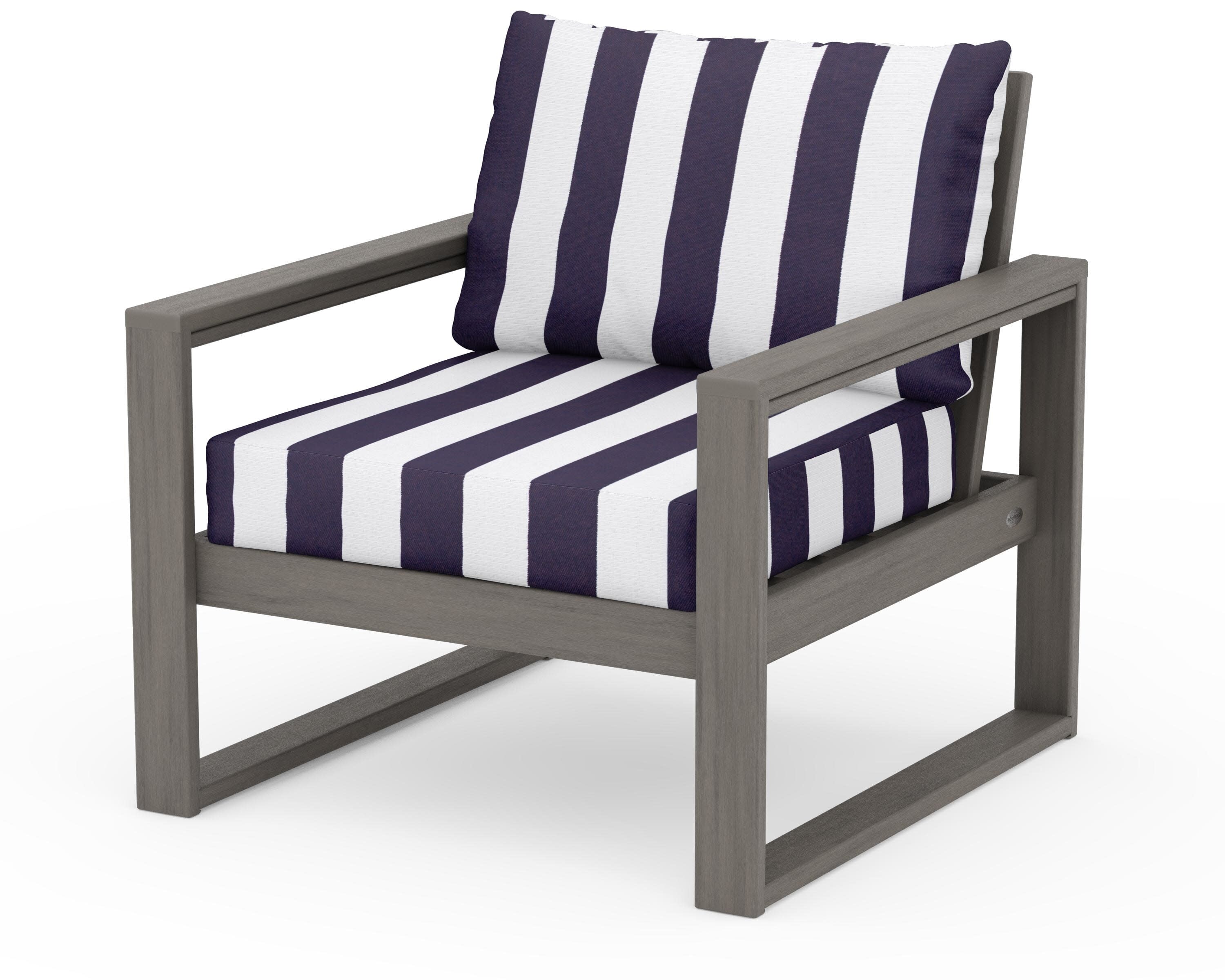 EDGE Club Chair in Driftwood / Cabana Stripe Navy