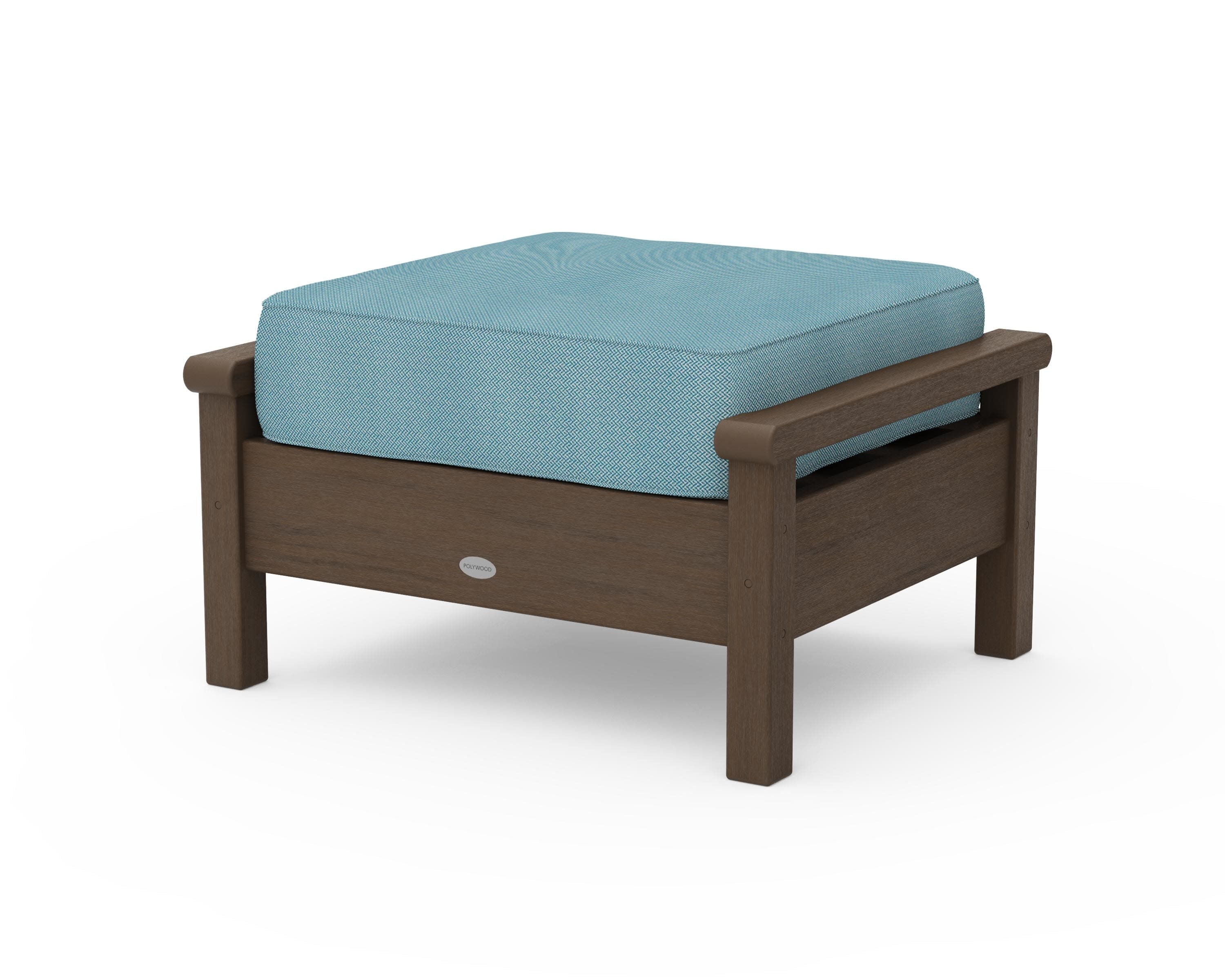 Harbour Deep Seating Ottoman in Kona / Lattice Sky Blue