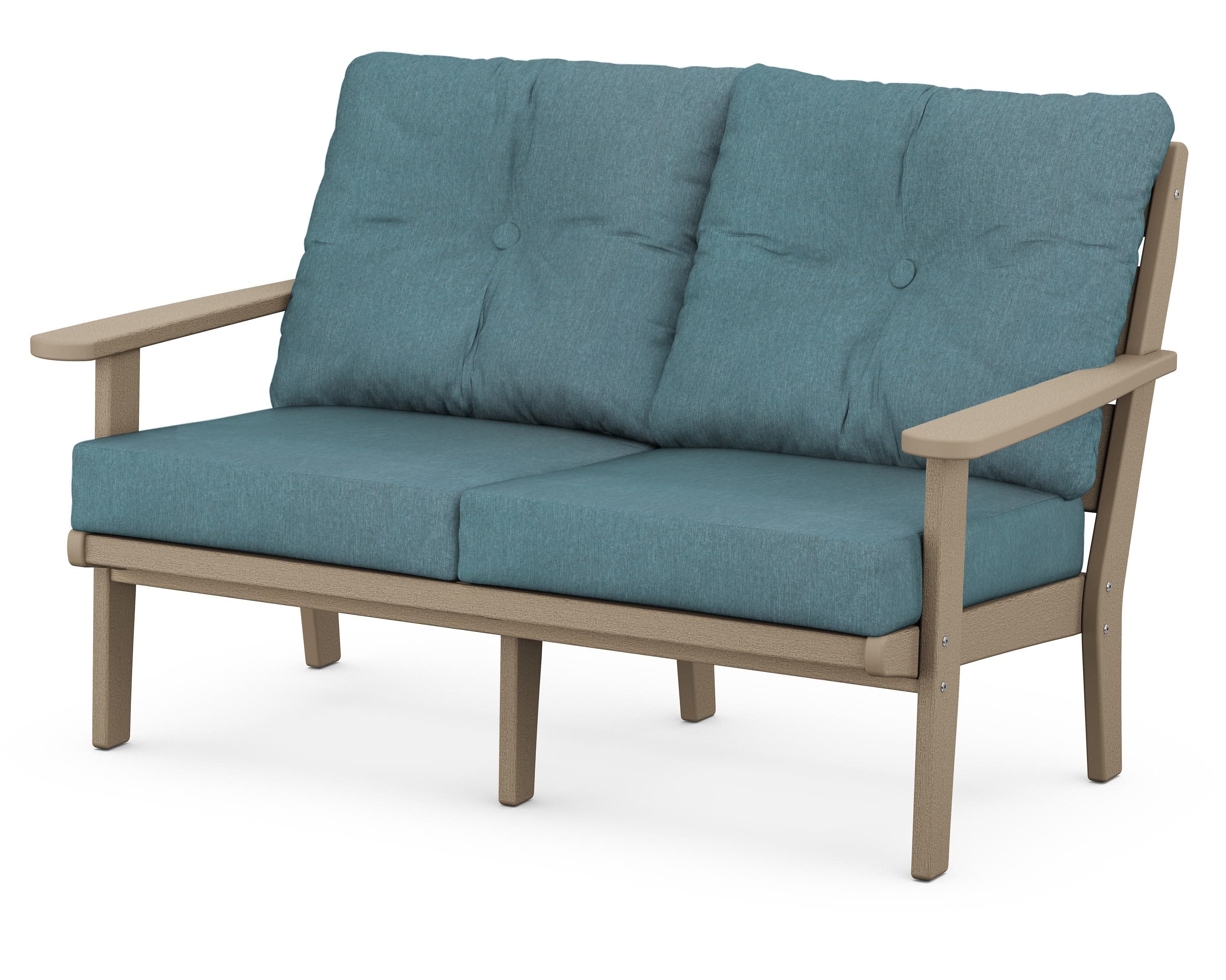 Lakeside Deep Seating Loveseat in Vintage Sahara / Ocean Teal
