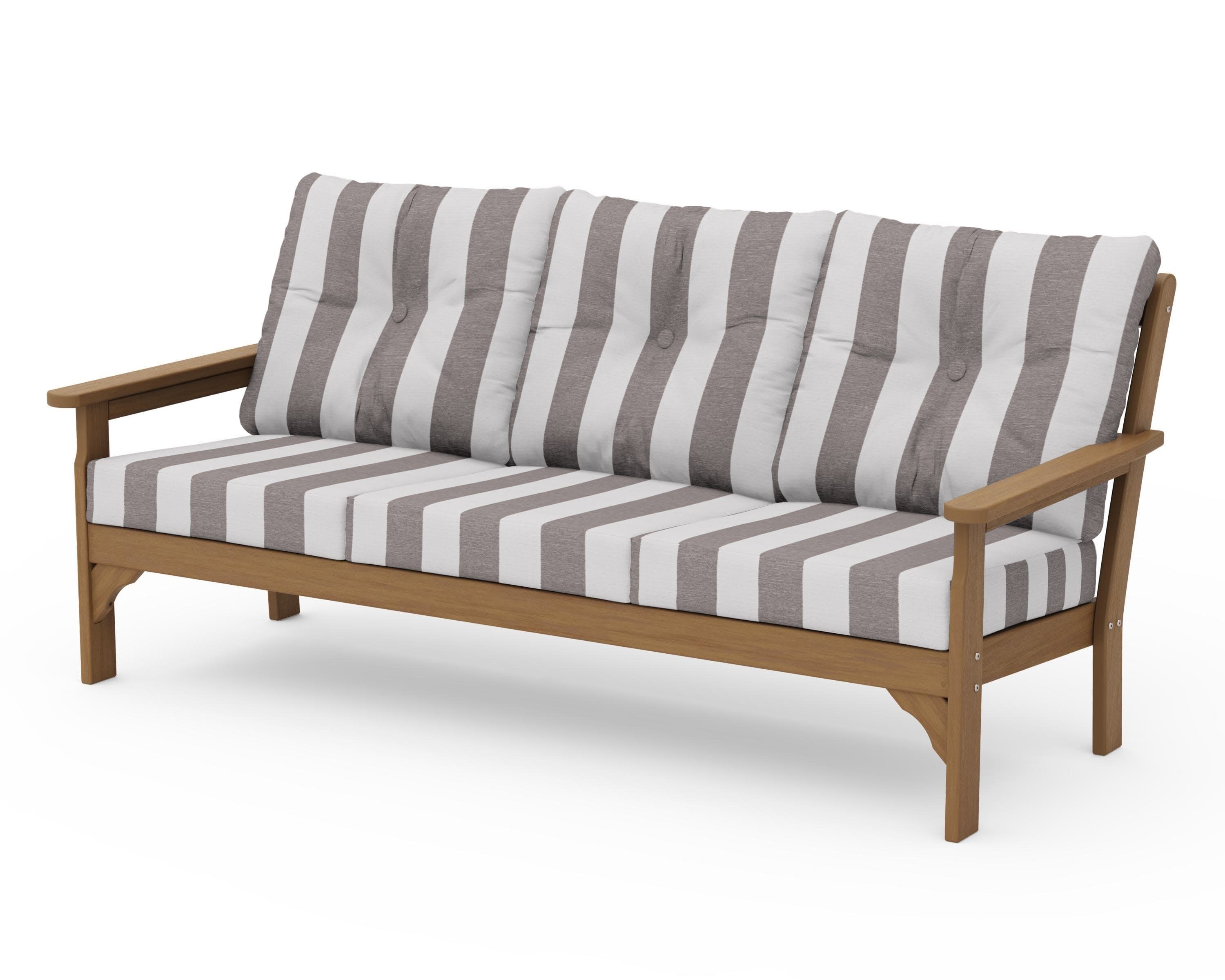 Vineyard Deep Seating Sofa in Natural / Cabana Stripe Grey Mist