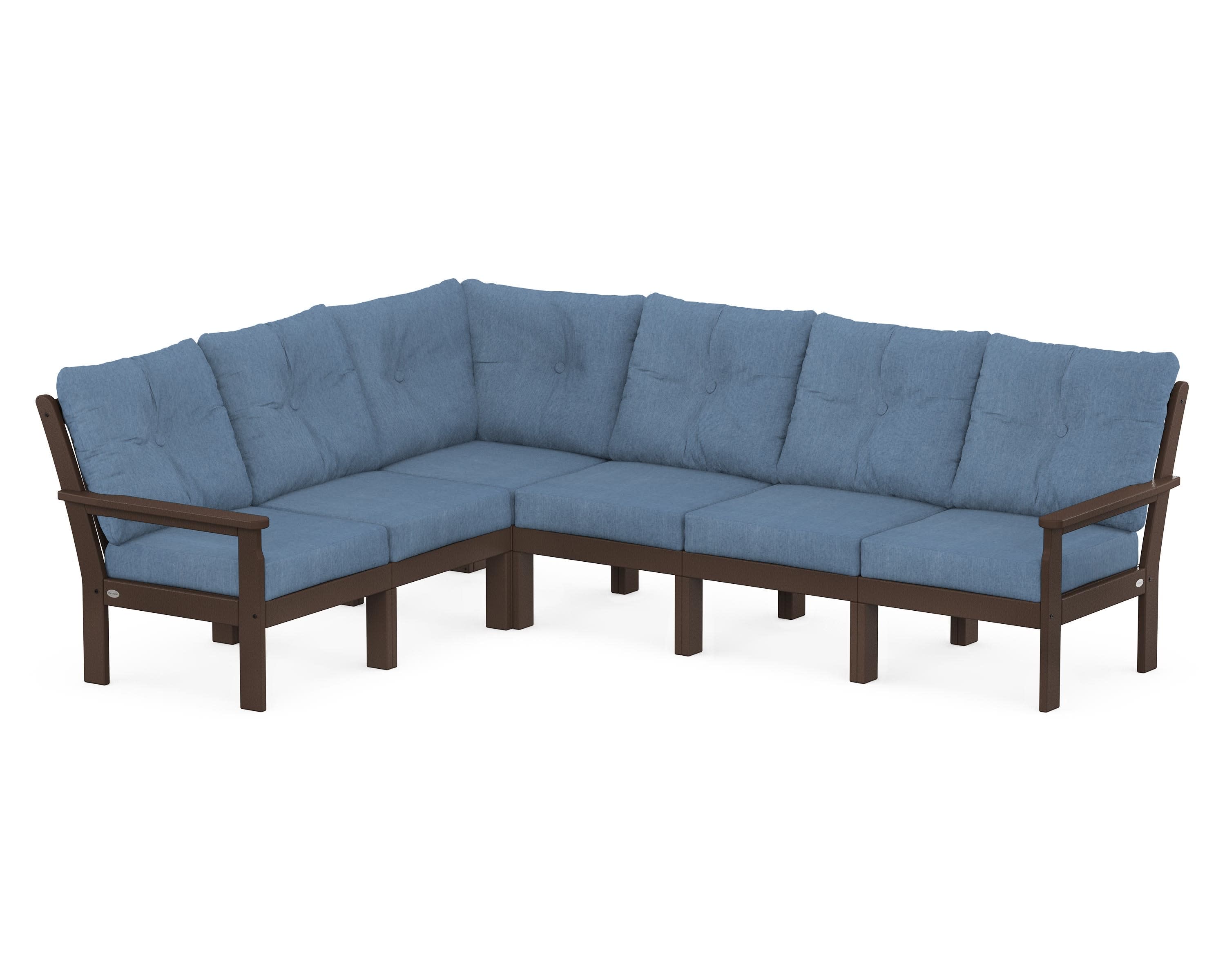 Vineyard 6-Piece Sectional in Mahogany / Sky Blue