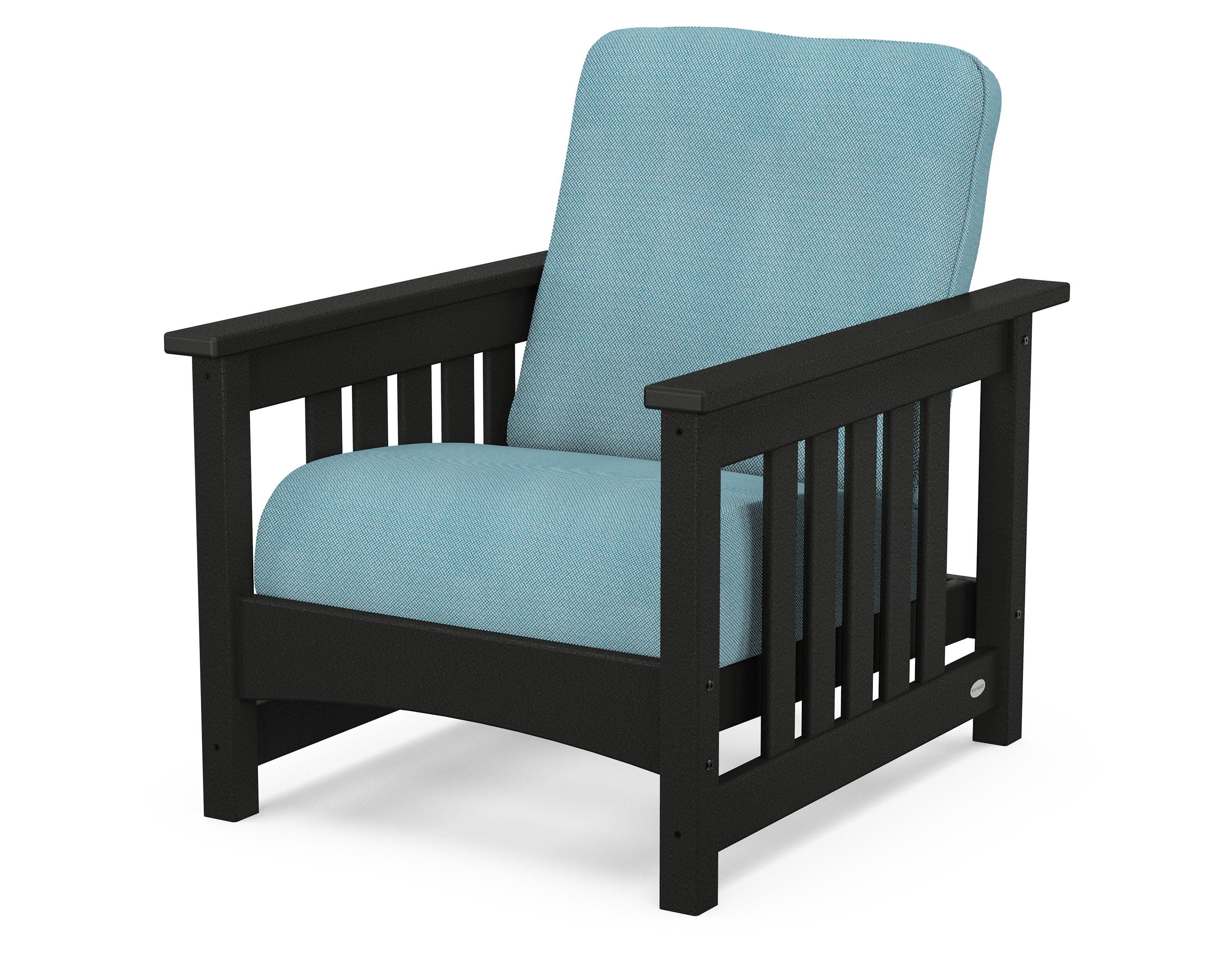 Club Mission Chair in Black / Lattice Sky Blue