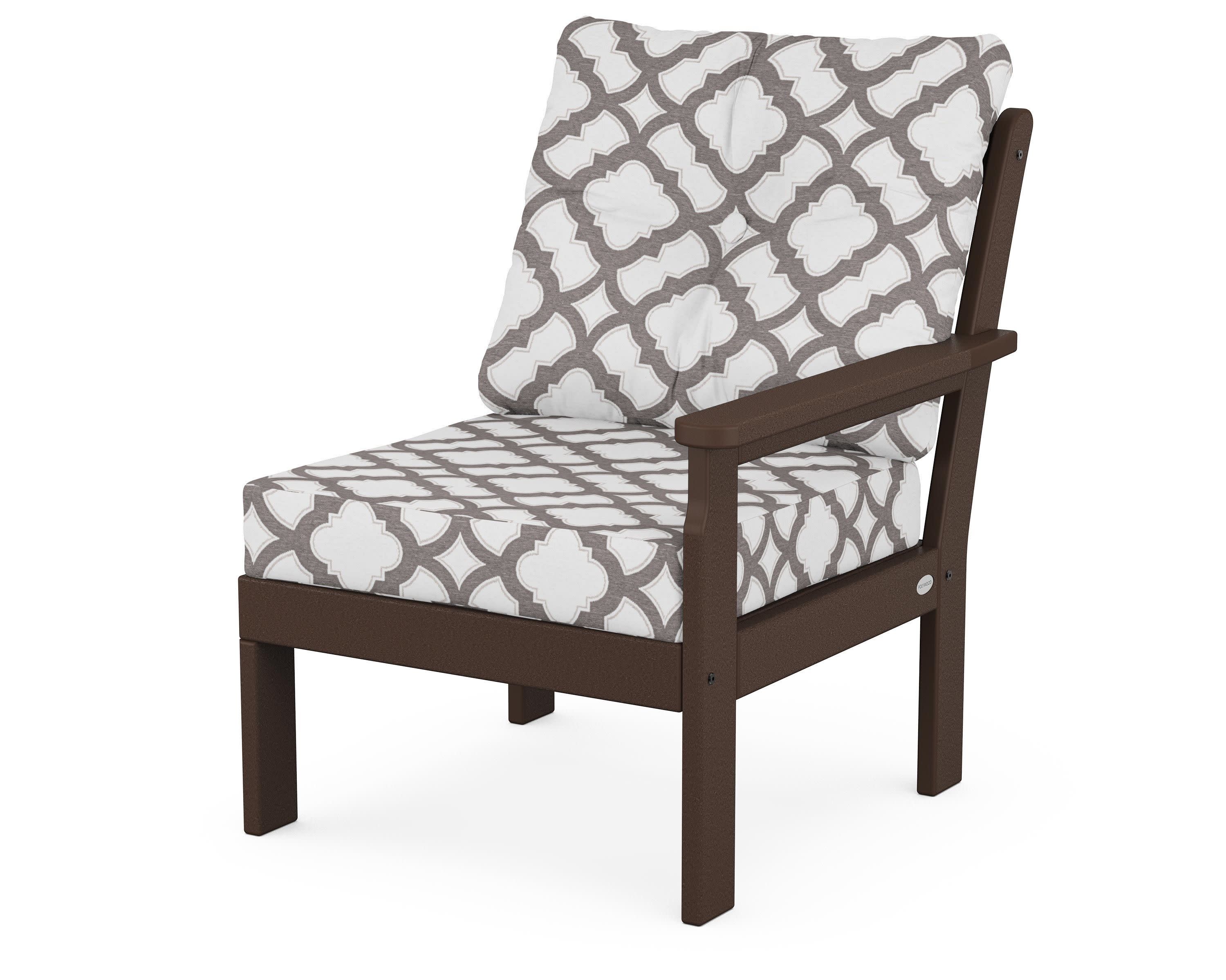 Vineyard Modular Right Arm Chair in Mahogany / Trellis Grey Mist