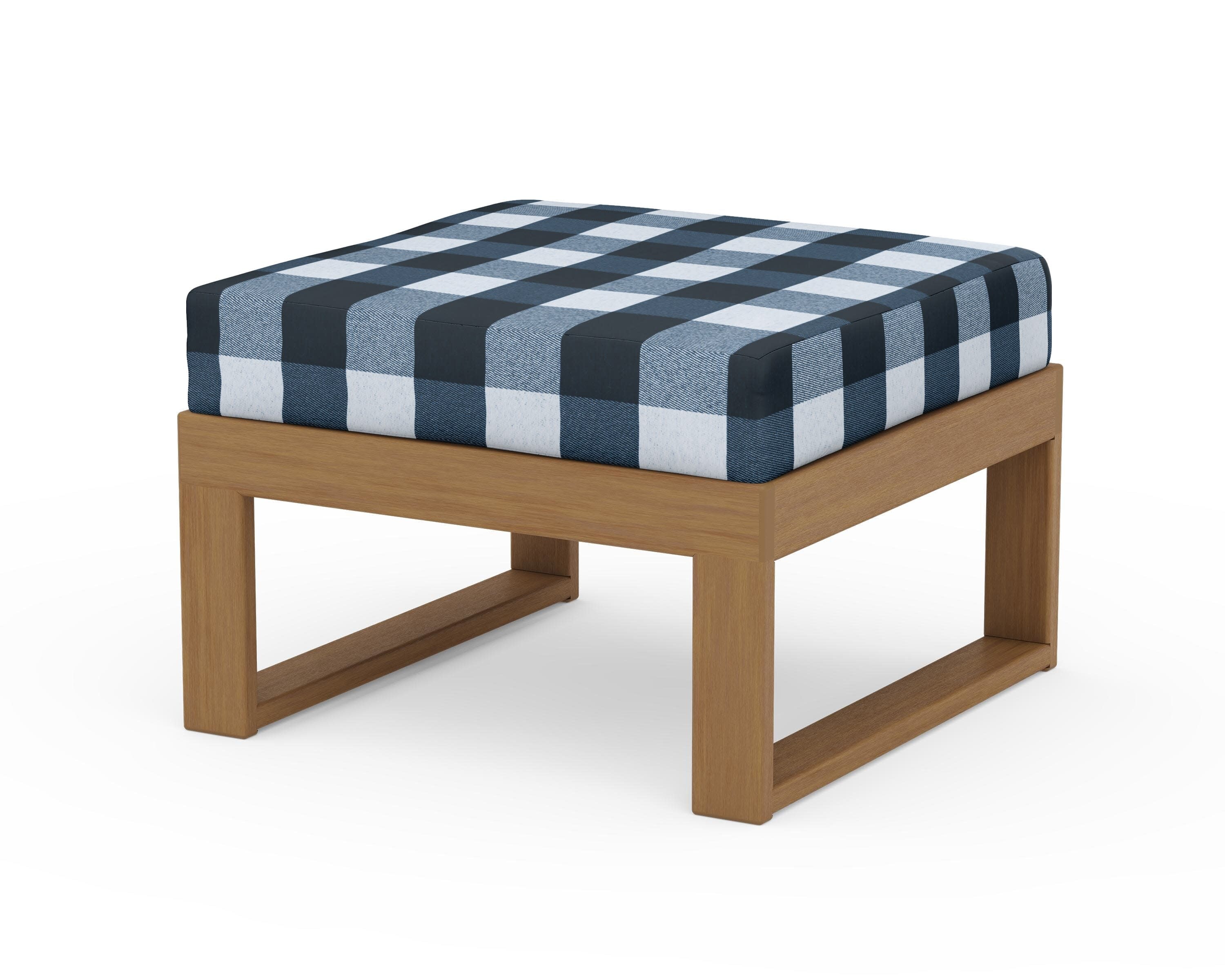Modular Ottoman - Modern in Natural / Buffalo Plaid Marine Indigo
