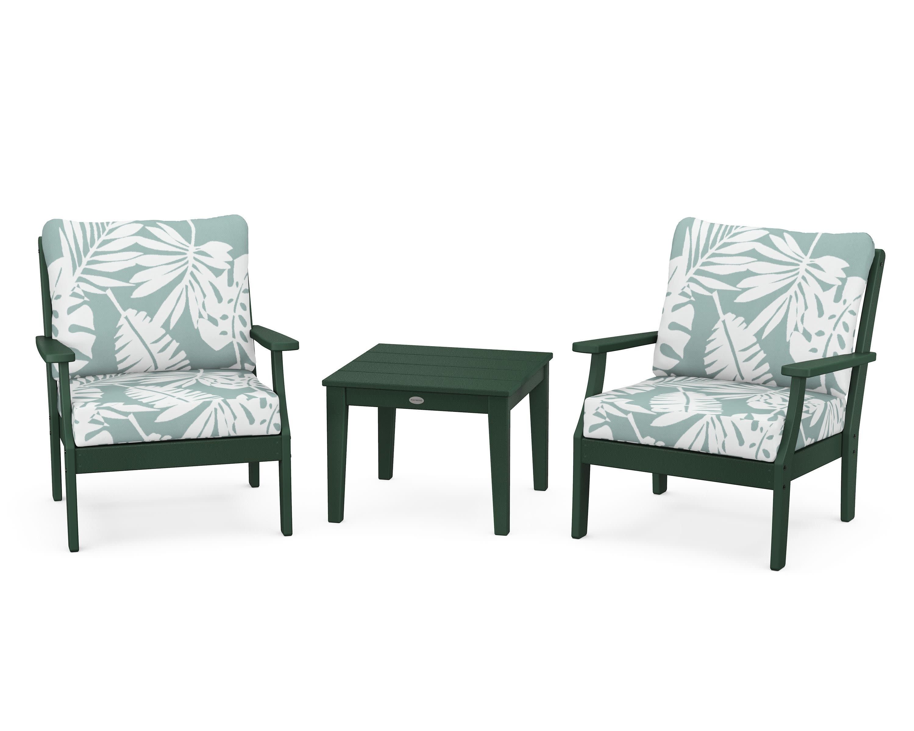 Braxton 3-Piece Deep Seating Set in Green / Leaf Glacier Spa