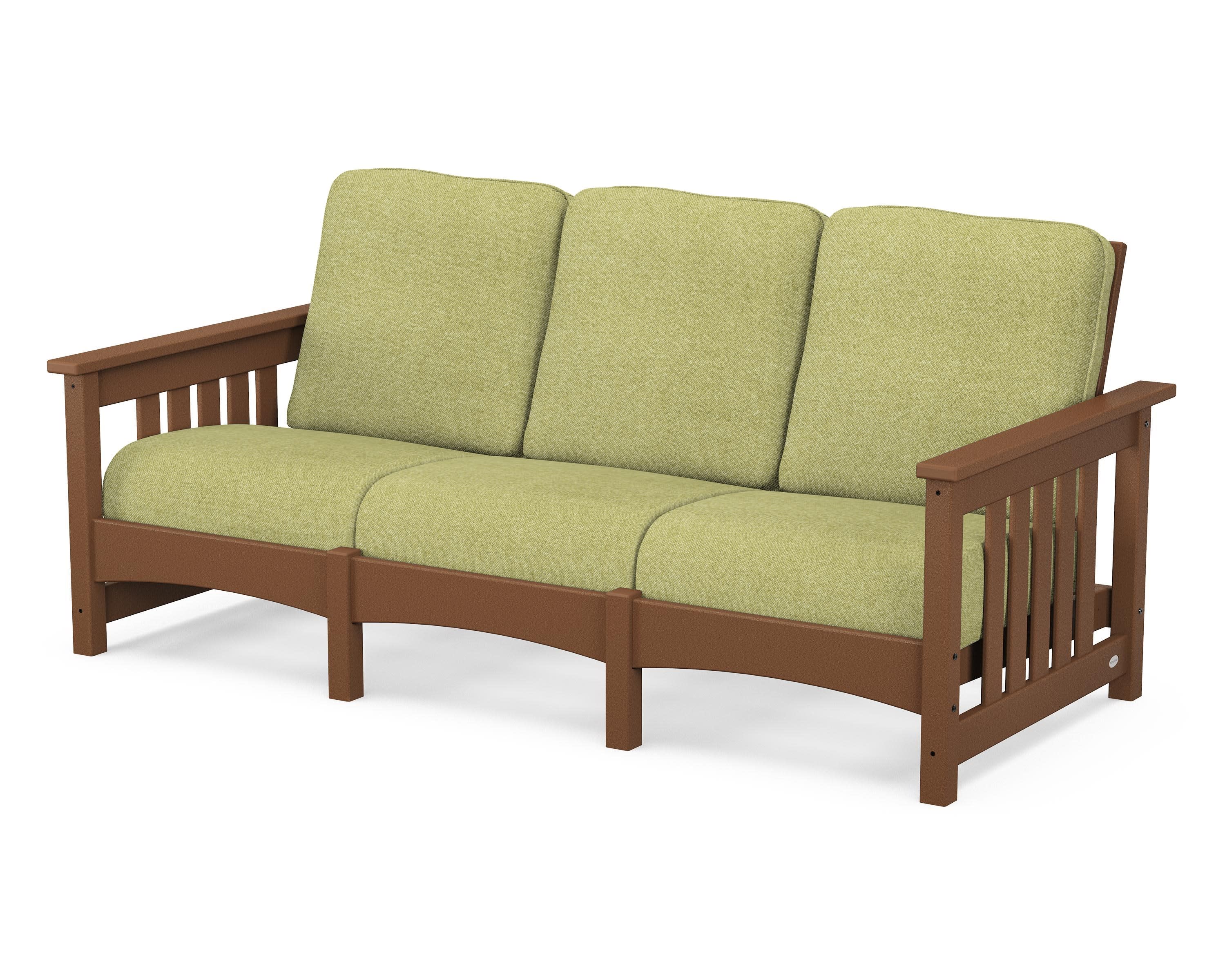 Club Mission Sofa in Teak / Chartreuse Boucle