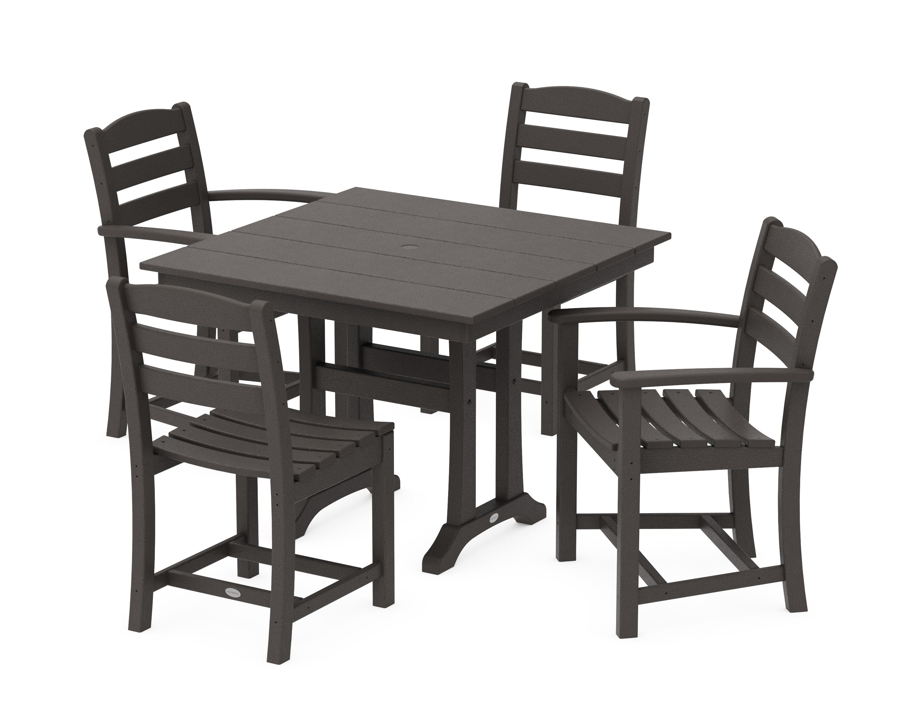 La Casa Caf 5-Piece Farmhouse Dining Set with Trestle Legs in Vintage Coffee