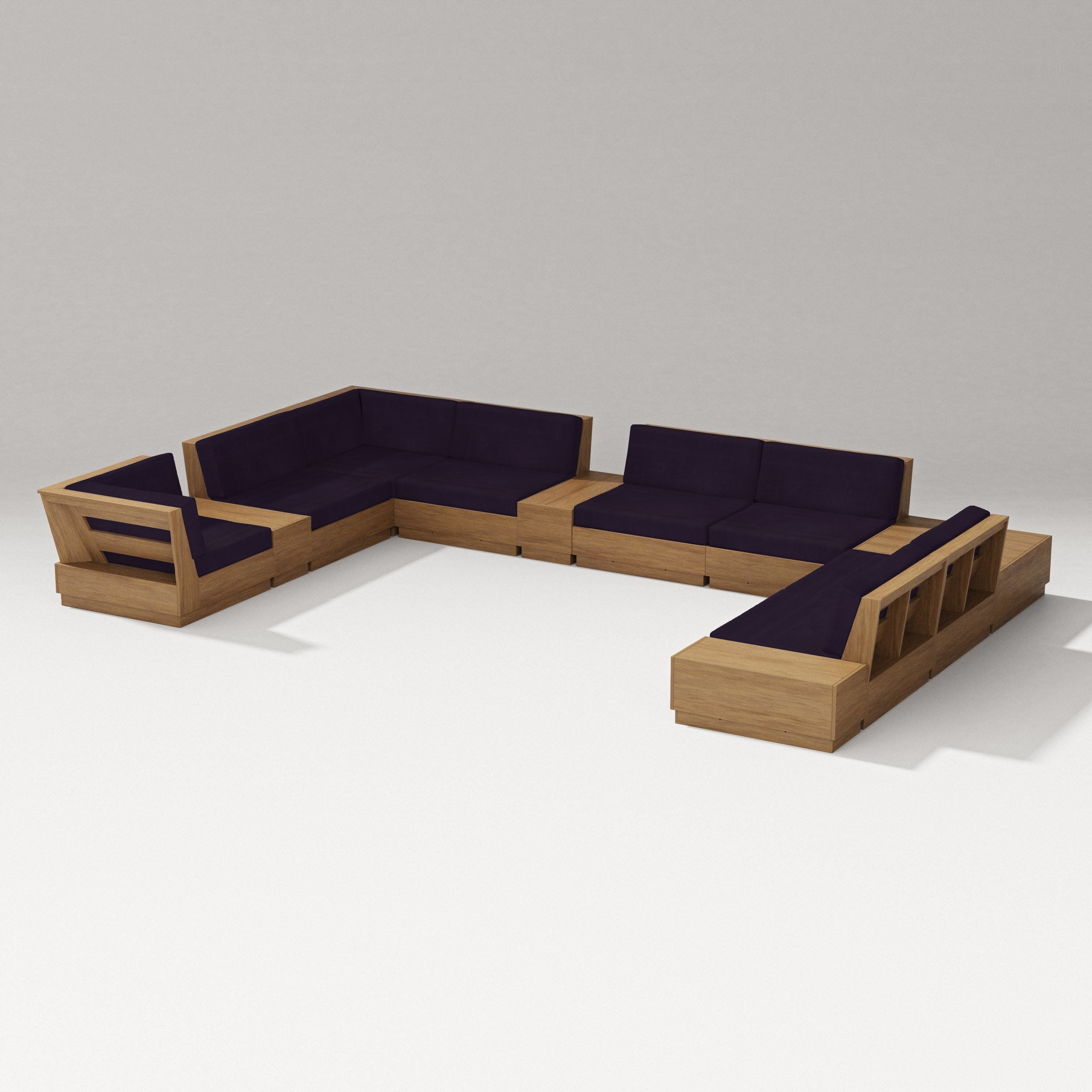 Elevate 12-Piece Conversation Sectional Set in Natural / Navy Linen