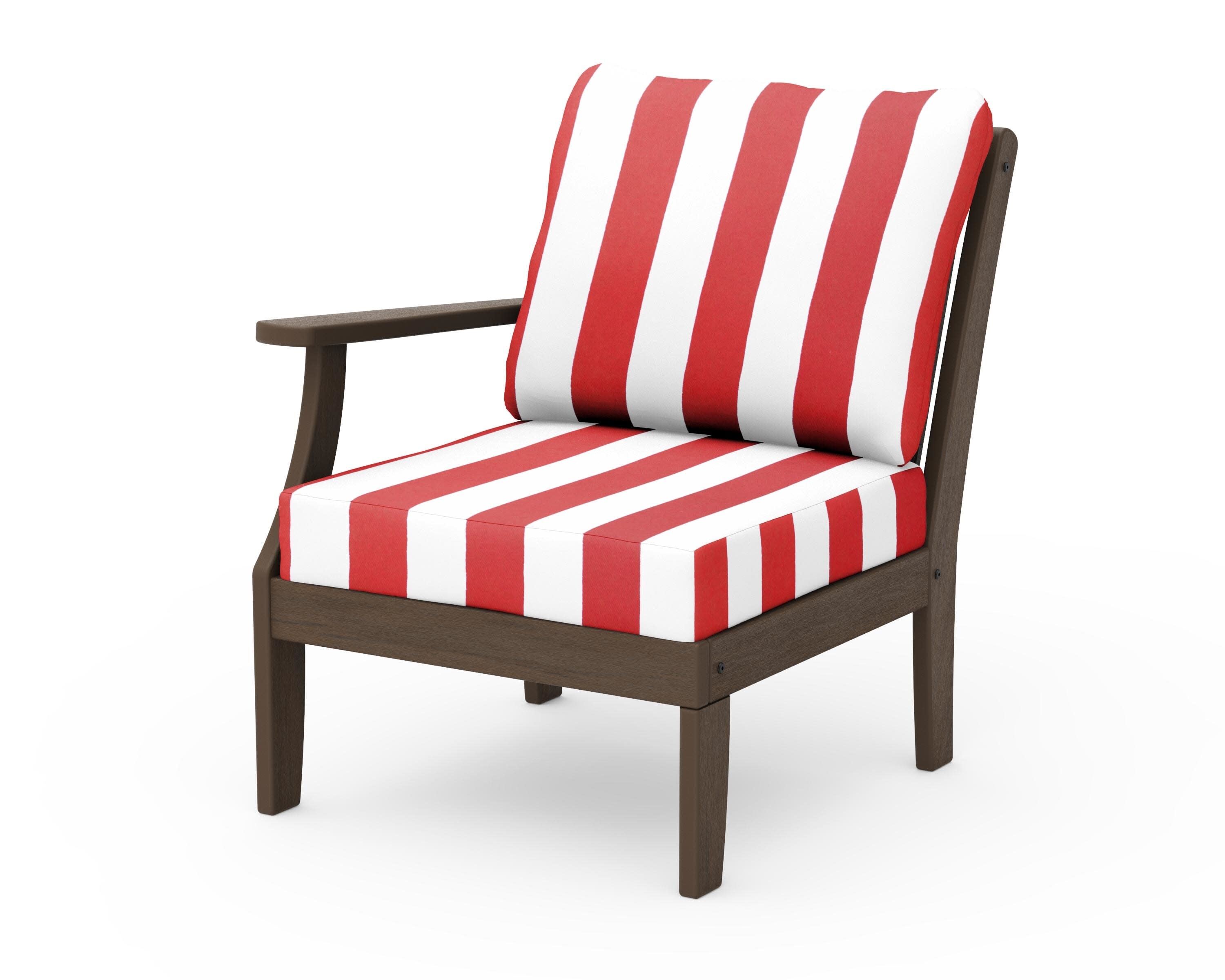 Braxton Modular Left Arm Chair in Kona / Cabana Stripe Crimson