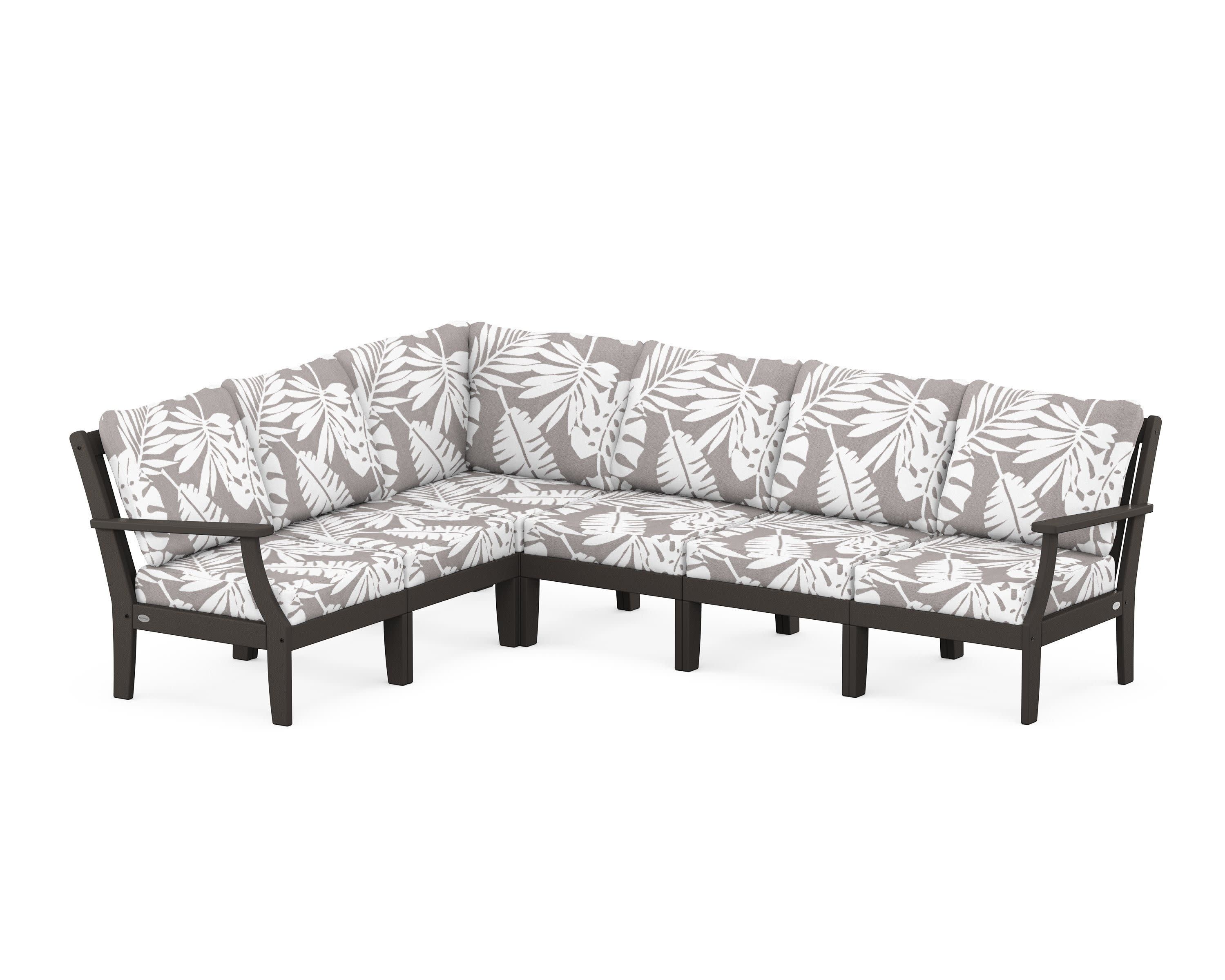 Braxton Modular 6-Piece Deep Seating Set in Vintage Coffee / Leaf Grey Mist