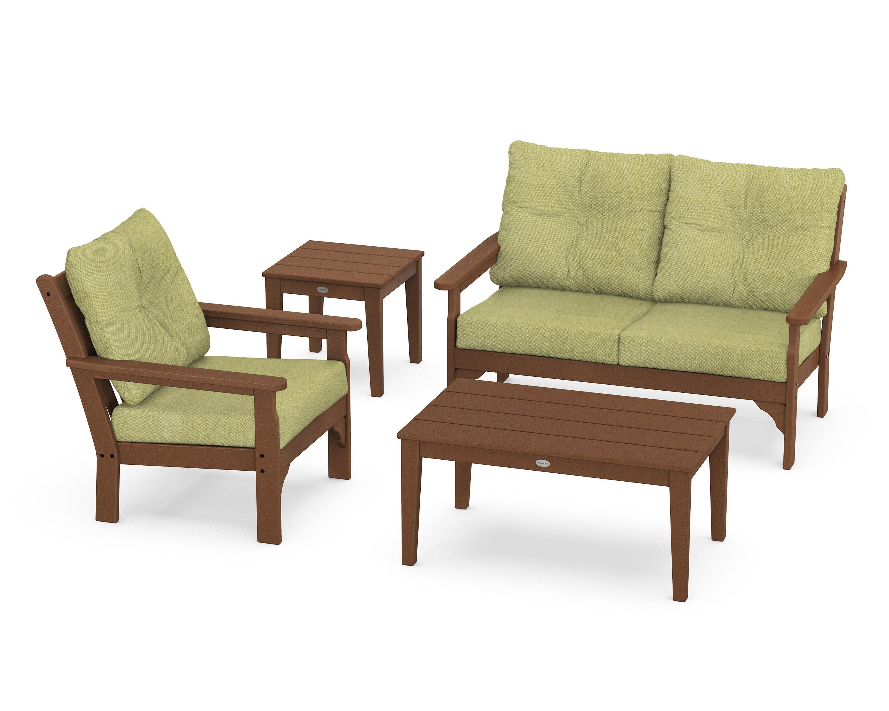 Vineyard 4-Piece Deep Seating Set in Teak / Chartreuse Boucle