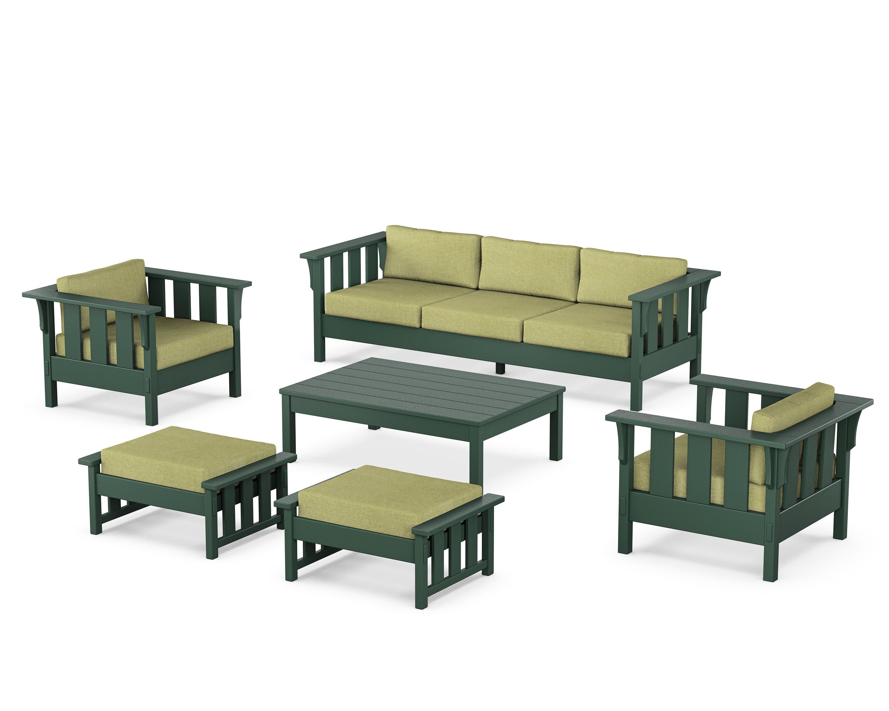 Acadia 6-Piece Lounge Sofa Set in Green / Chartreuse Boucle
