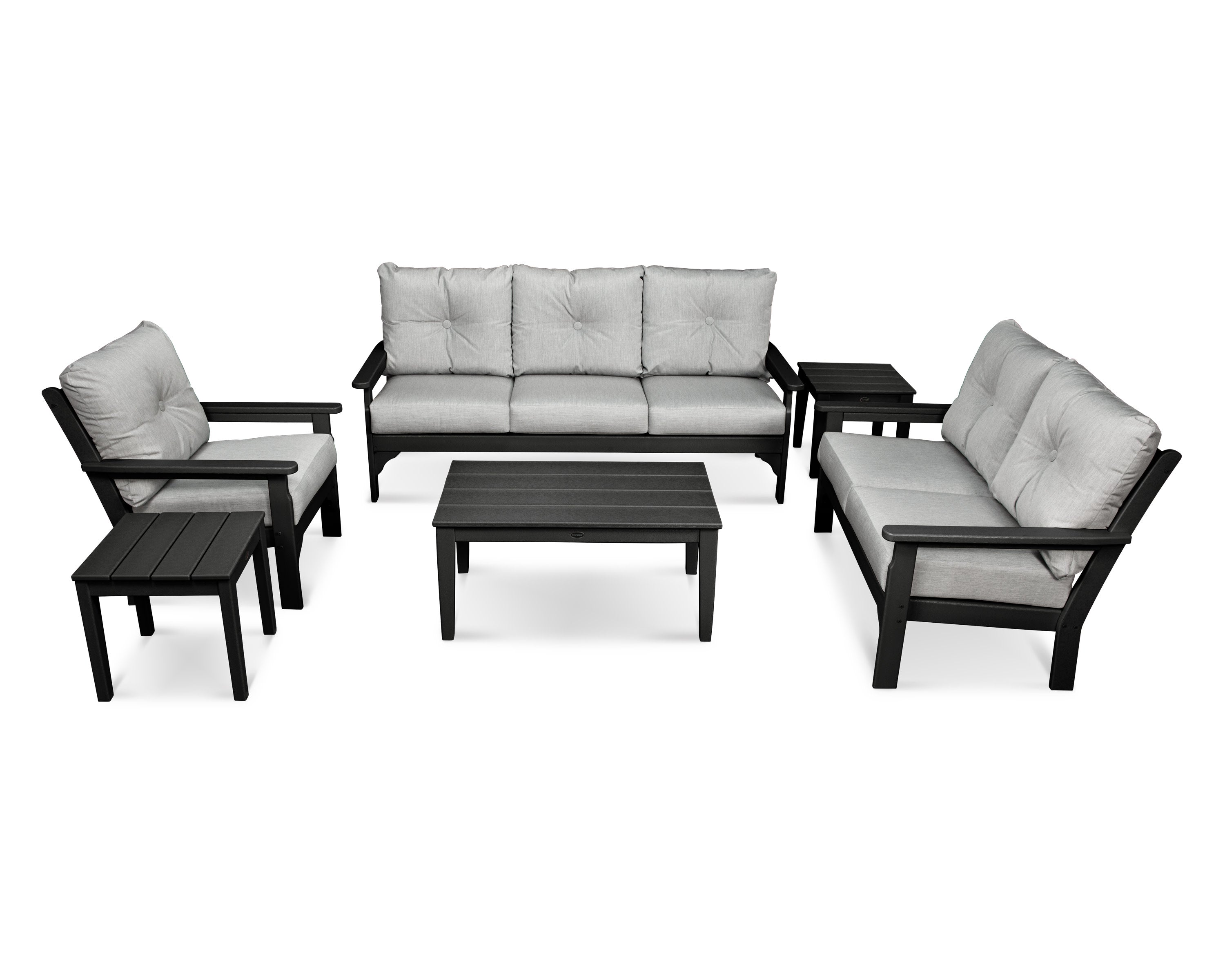 Vineyard 6-Piece Deep Seating Set in Black / Granite