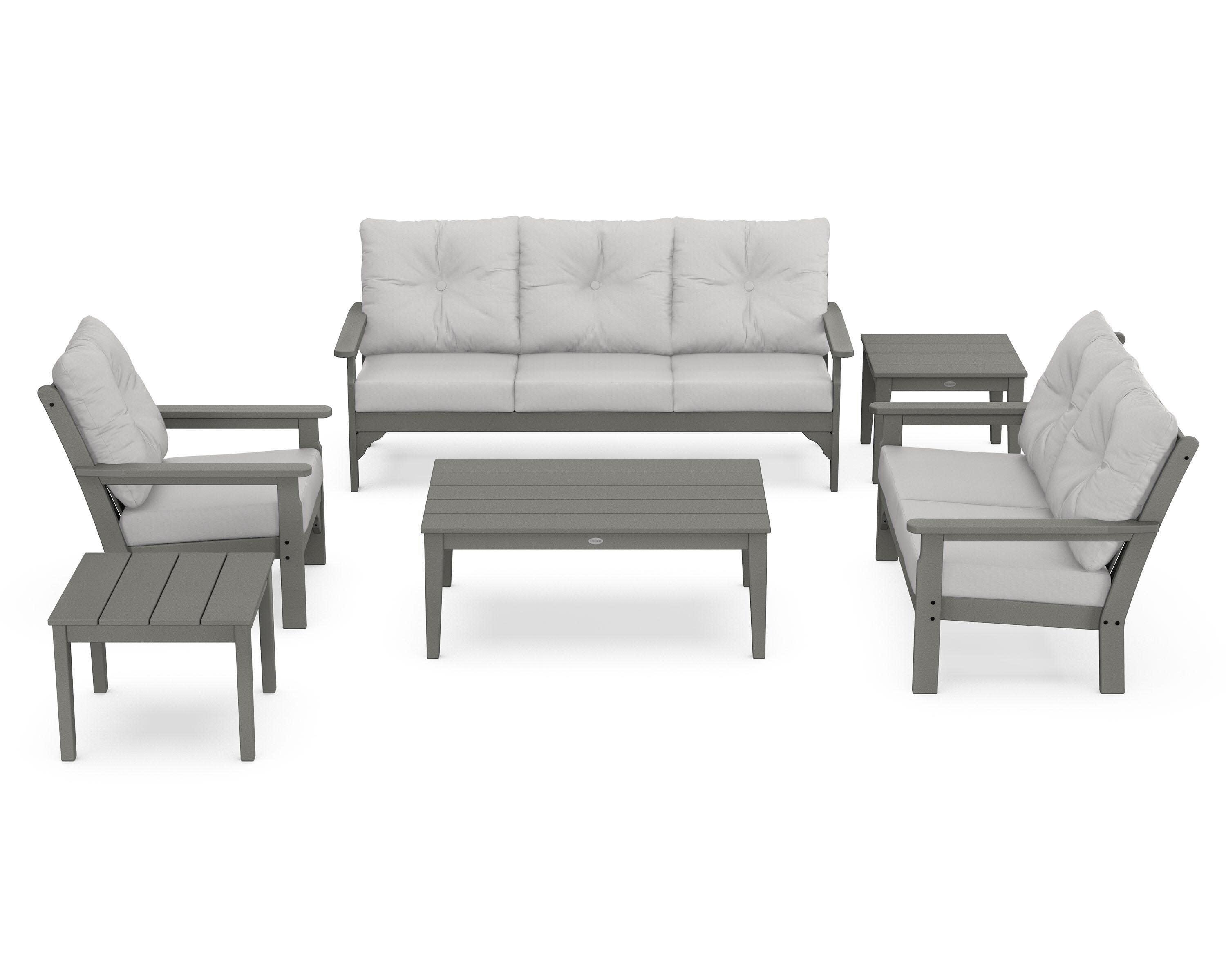 Vineyard 6-Piece Deep Seating Set in Slate Grey / Diamond in the Rough