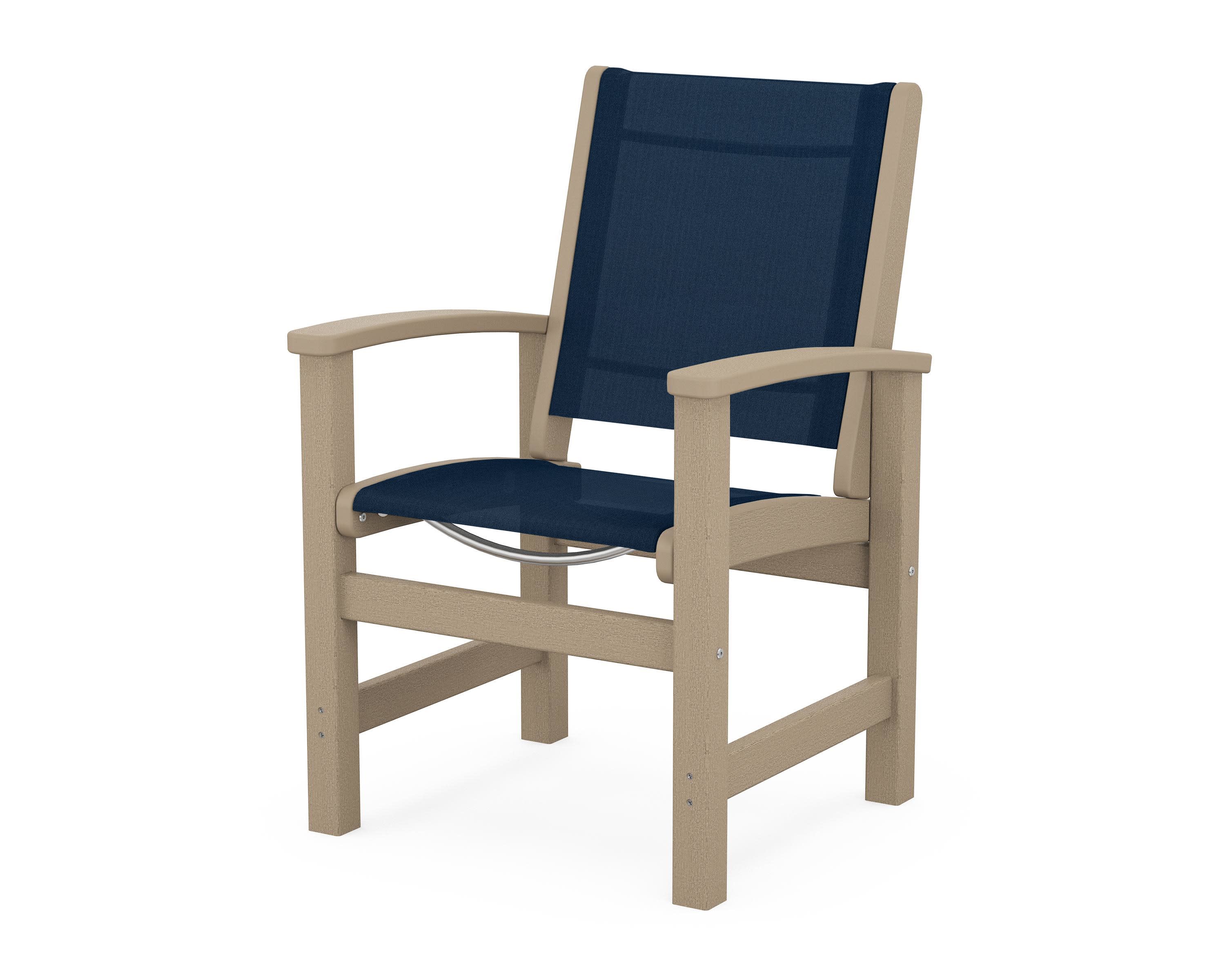 Coastal Dining Chair in Vintage Sahara / Navy Blue Sling