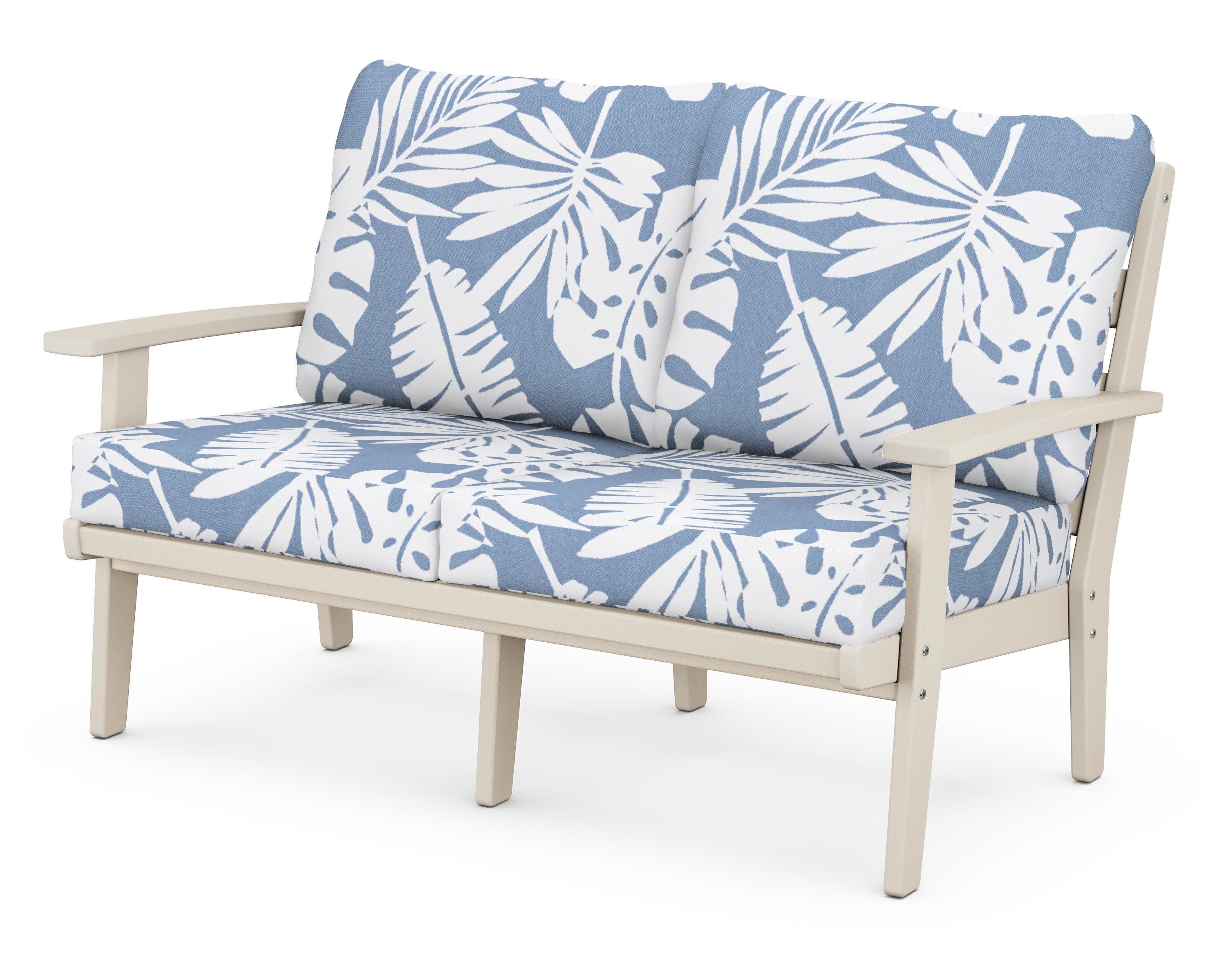 Grant Park Deep Seating Loveseat in Sand / Leaf Sky Blue