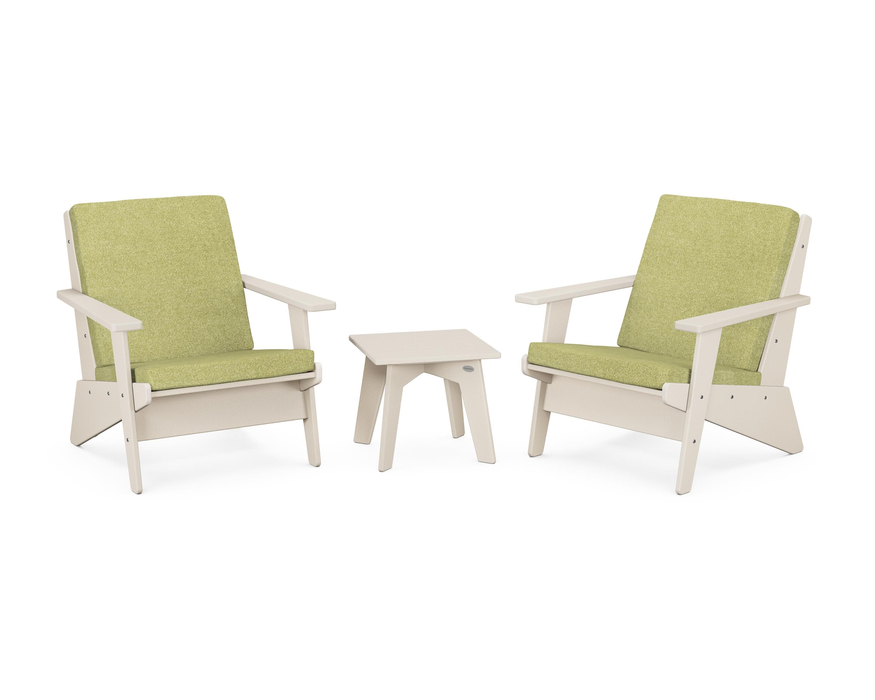 Riviera Modern Lounge 3-Piece Set in Sand / Chartreuse Boucle