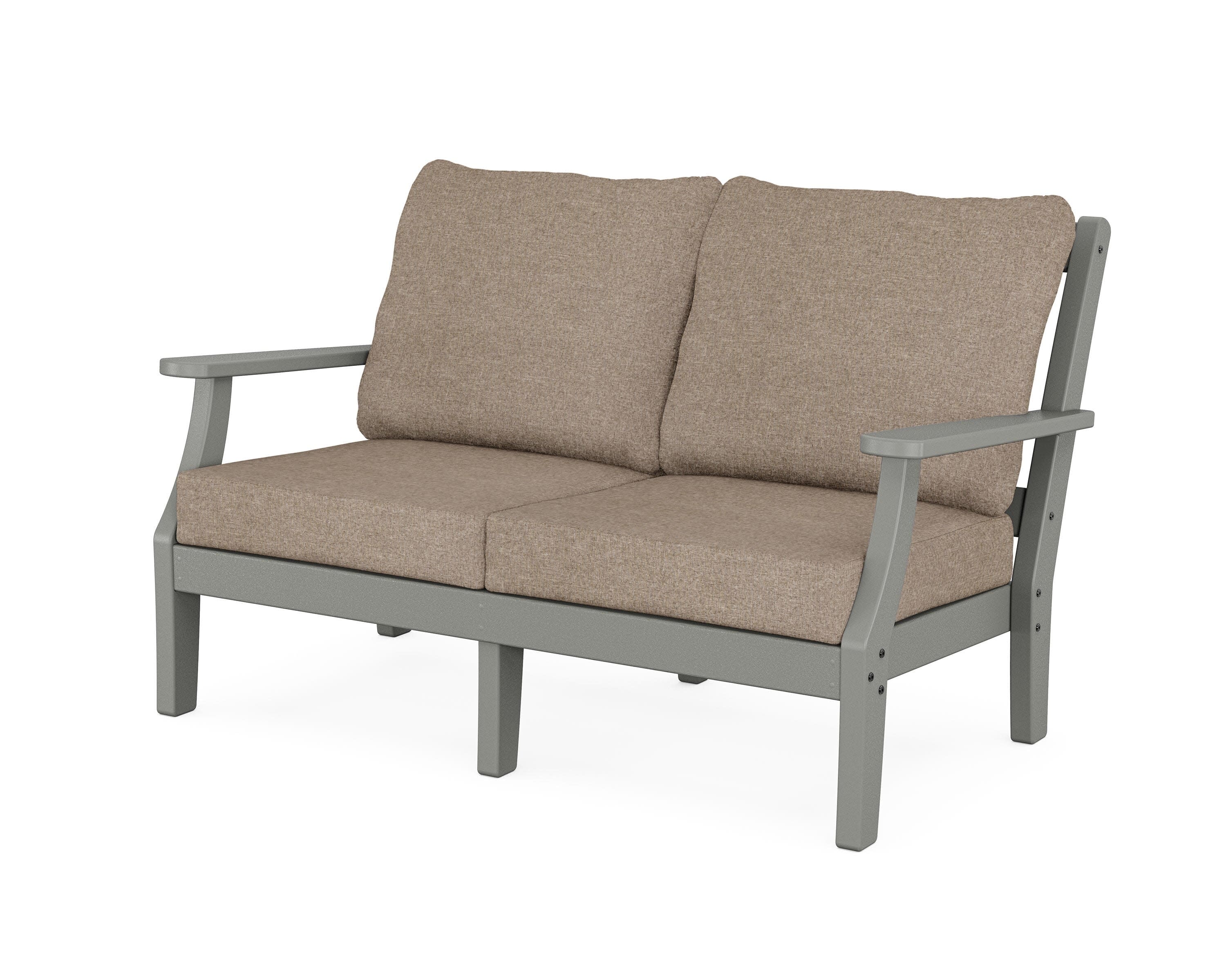 Chinoiserie Deep Seating Loveseat in Slate Grey / Spiced Burlap