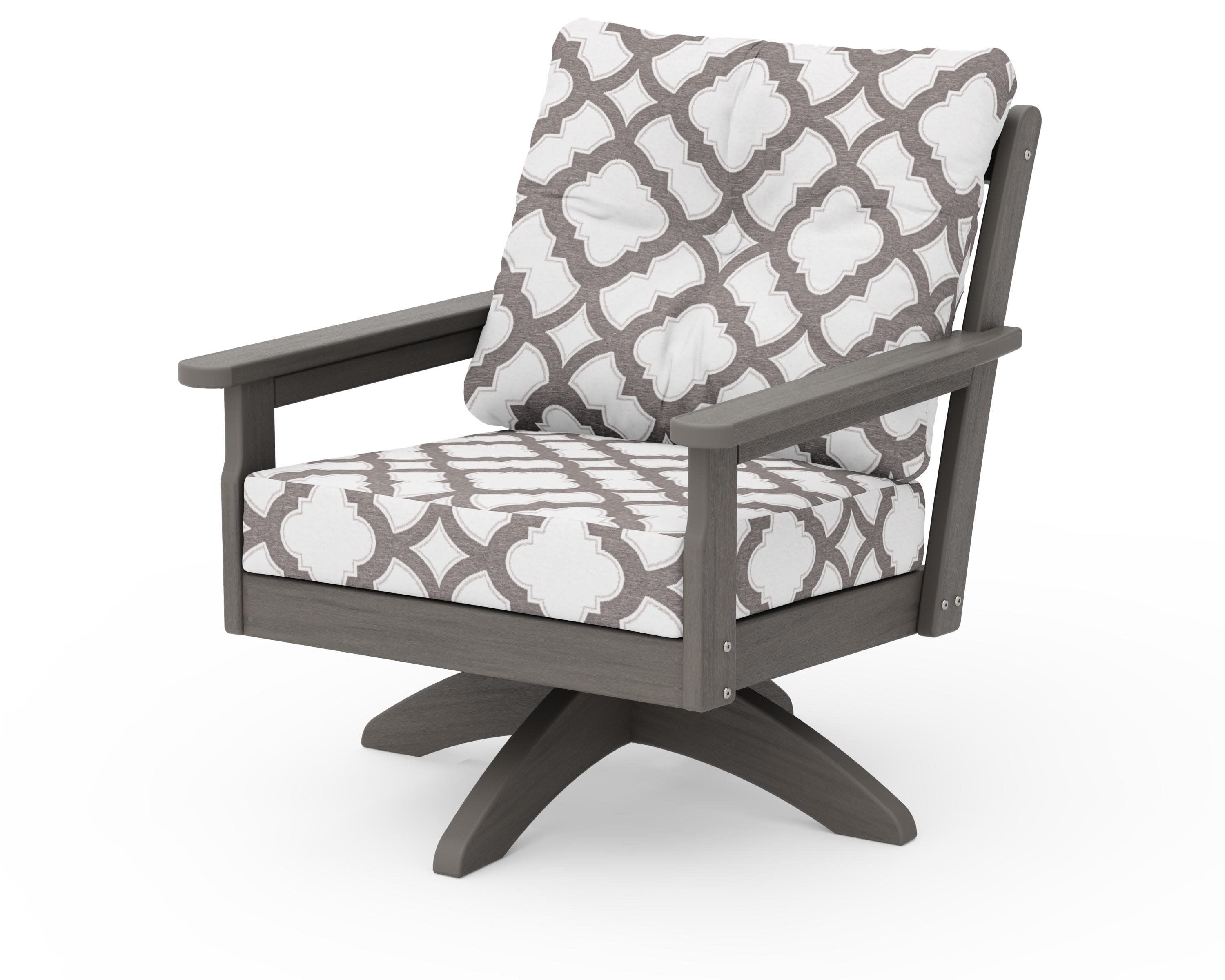 Vineyard Deep Seating Swivel Chair in Driftwood / Trellis Grey Mist