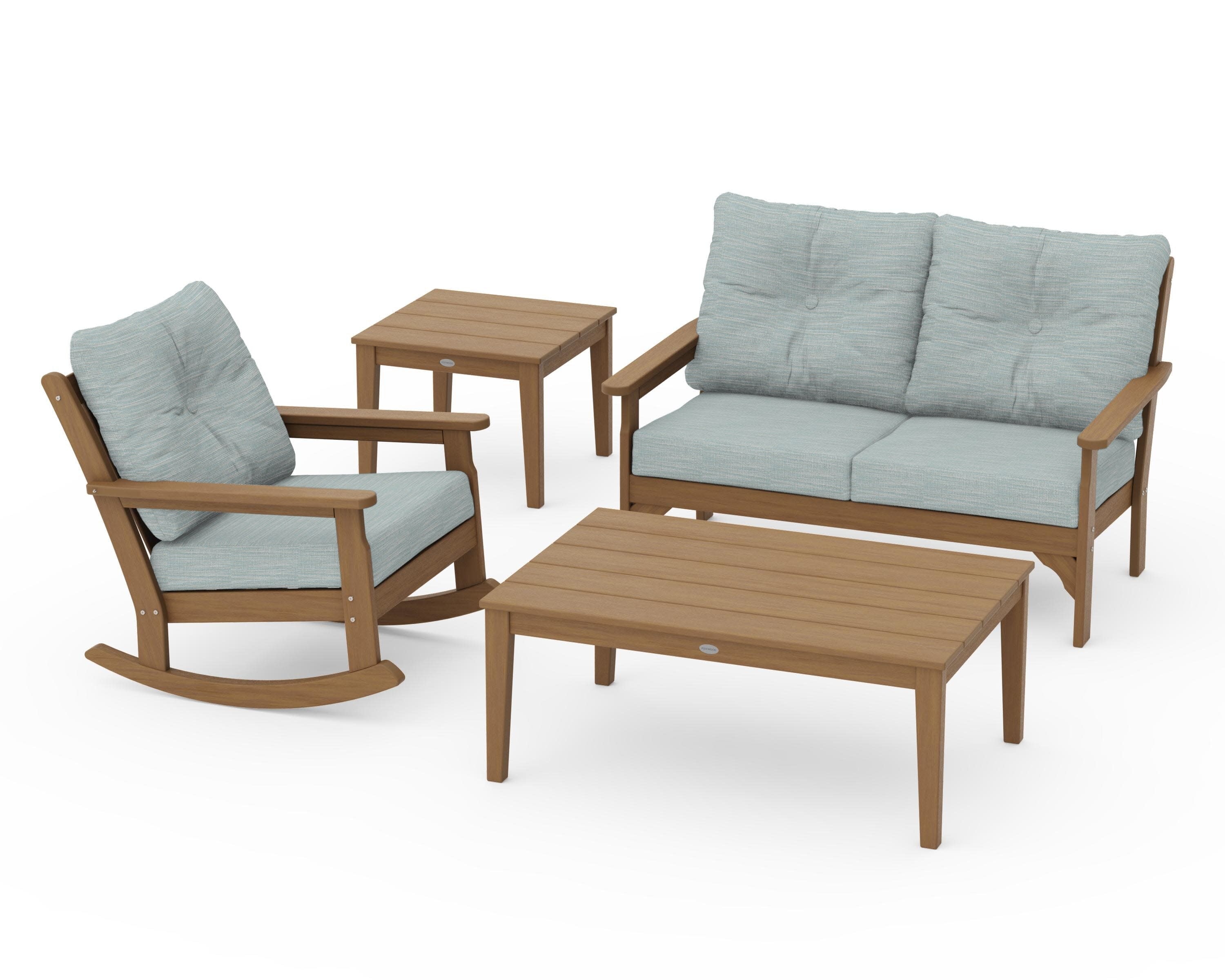 Vineyard 4-Piece Deep Seating Rocker Set in Natural / Soothe Mist