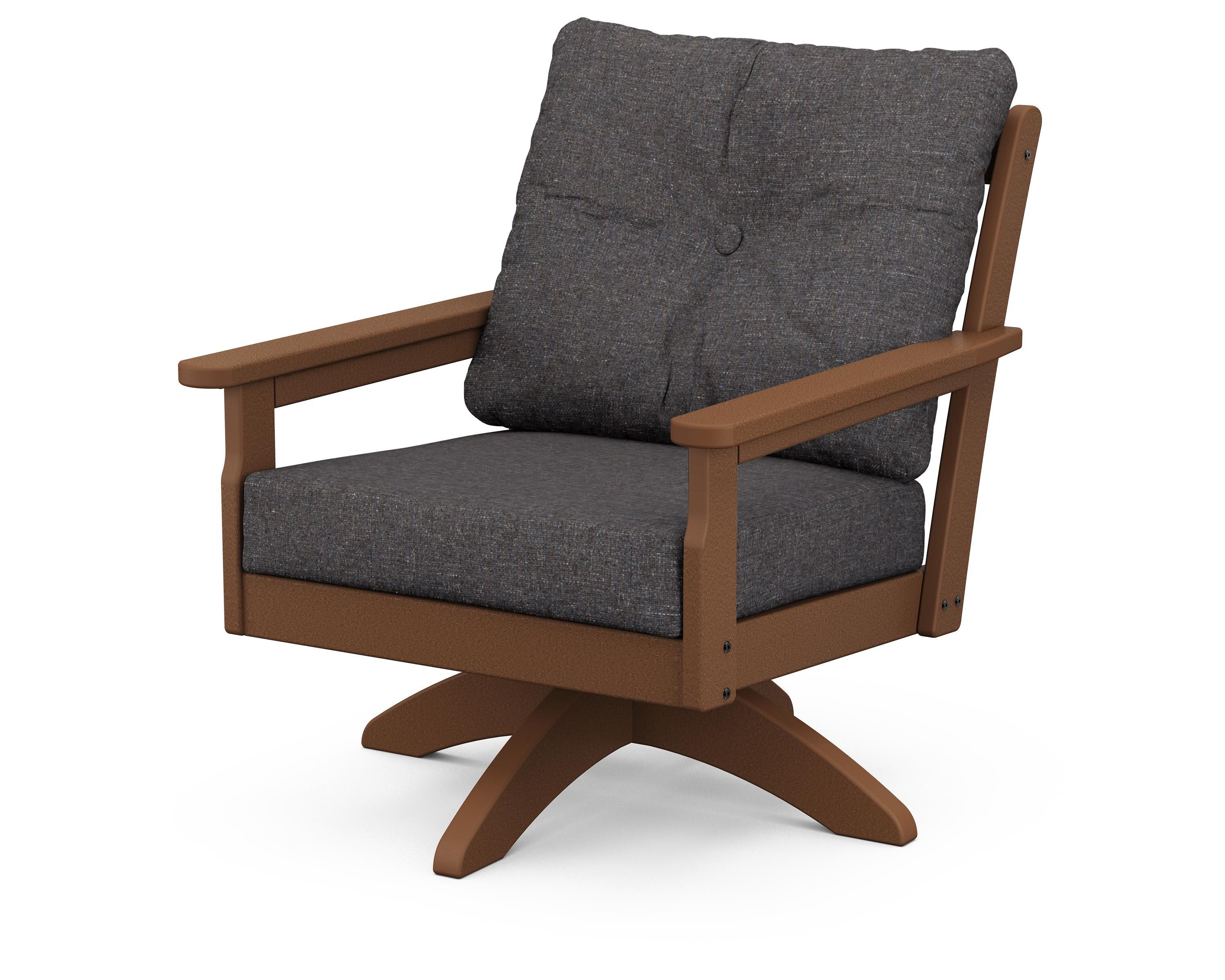 Vineyard Deep Seating Swivel Chair in Teak / Ash Charcoal