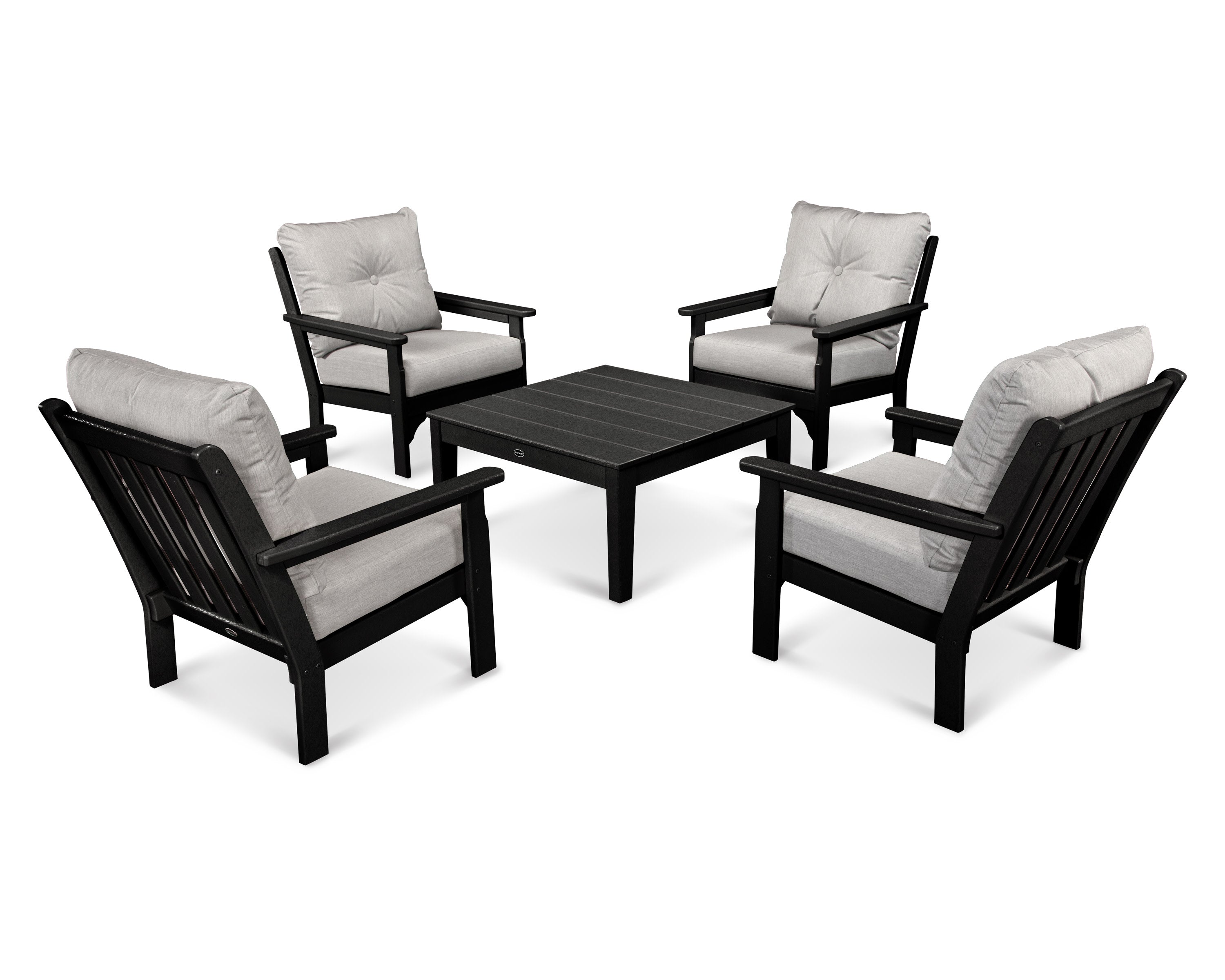 Vineyard 5-Piece Deep Seating Conversation Set in Black / Granite
