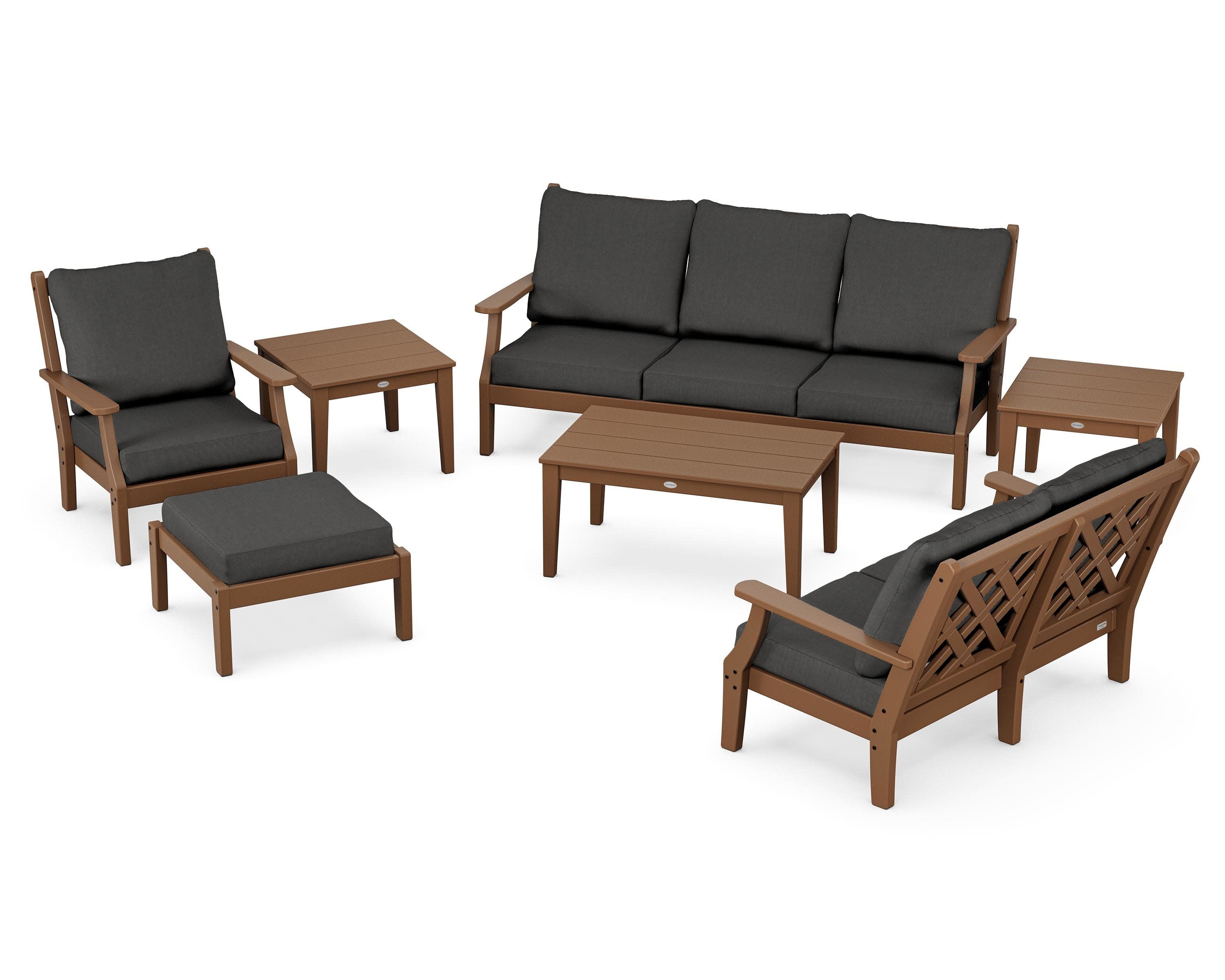 Wovendale 7-Piece Deep Seating Set in Teak / Spectrum Carbon
