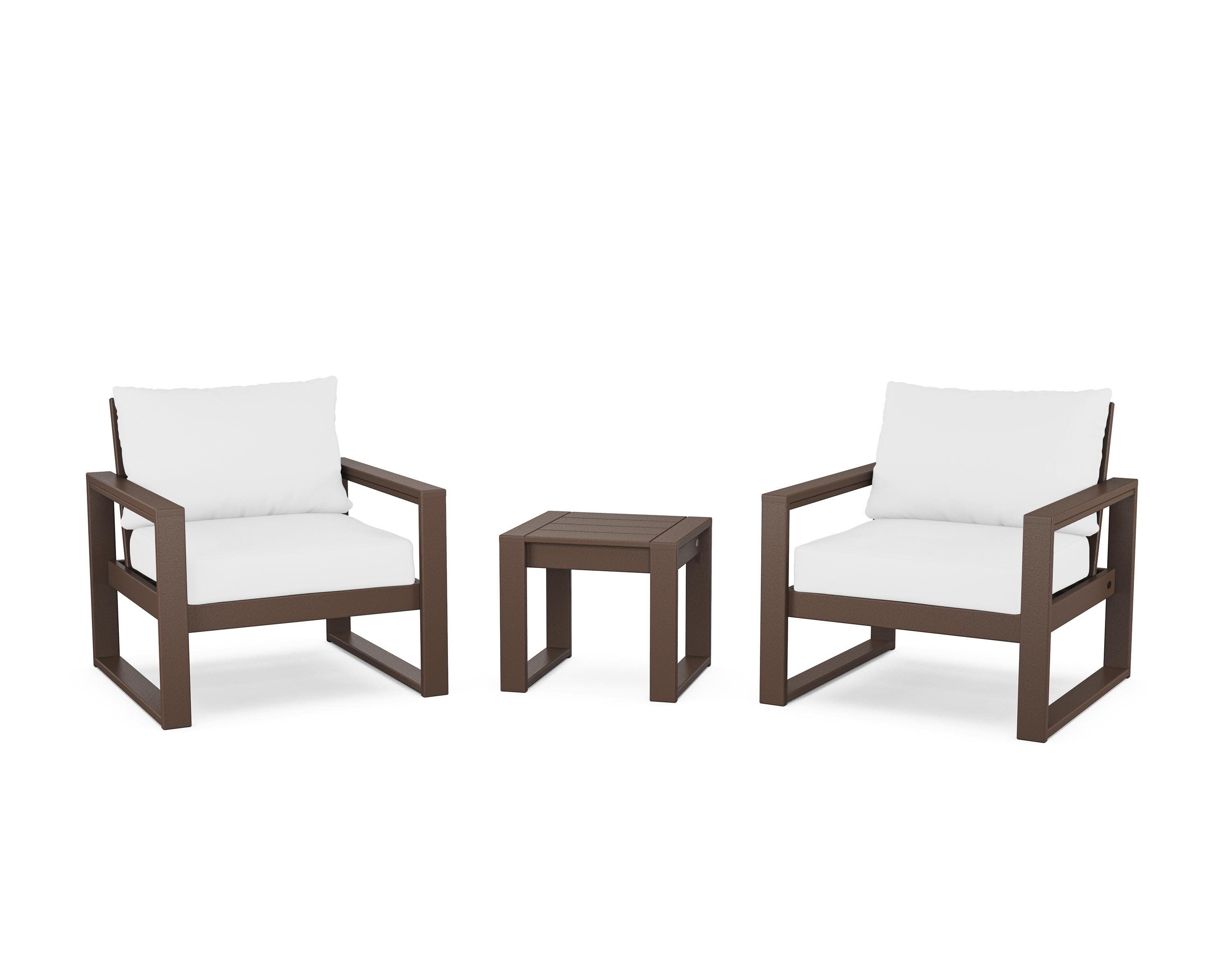 EDGE Sectional 3-Piece Deep Seating Set in Mahogany / Natural