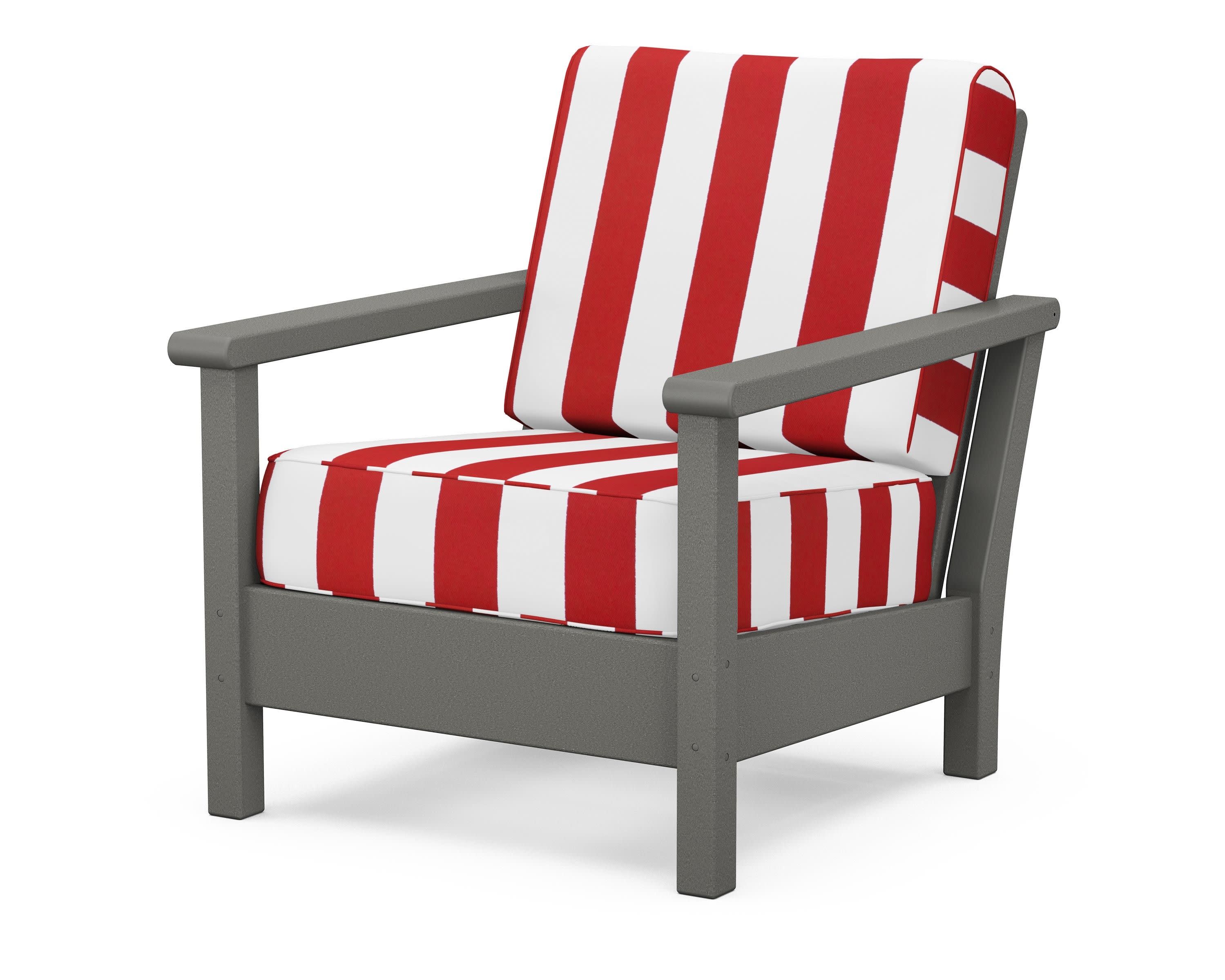 Harbour Deep Seating Chair in Slate Grey / Cabana Stripe Crimson
