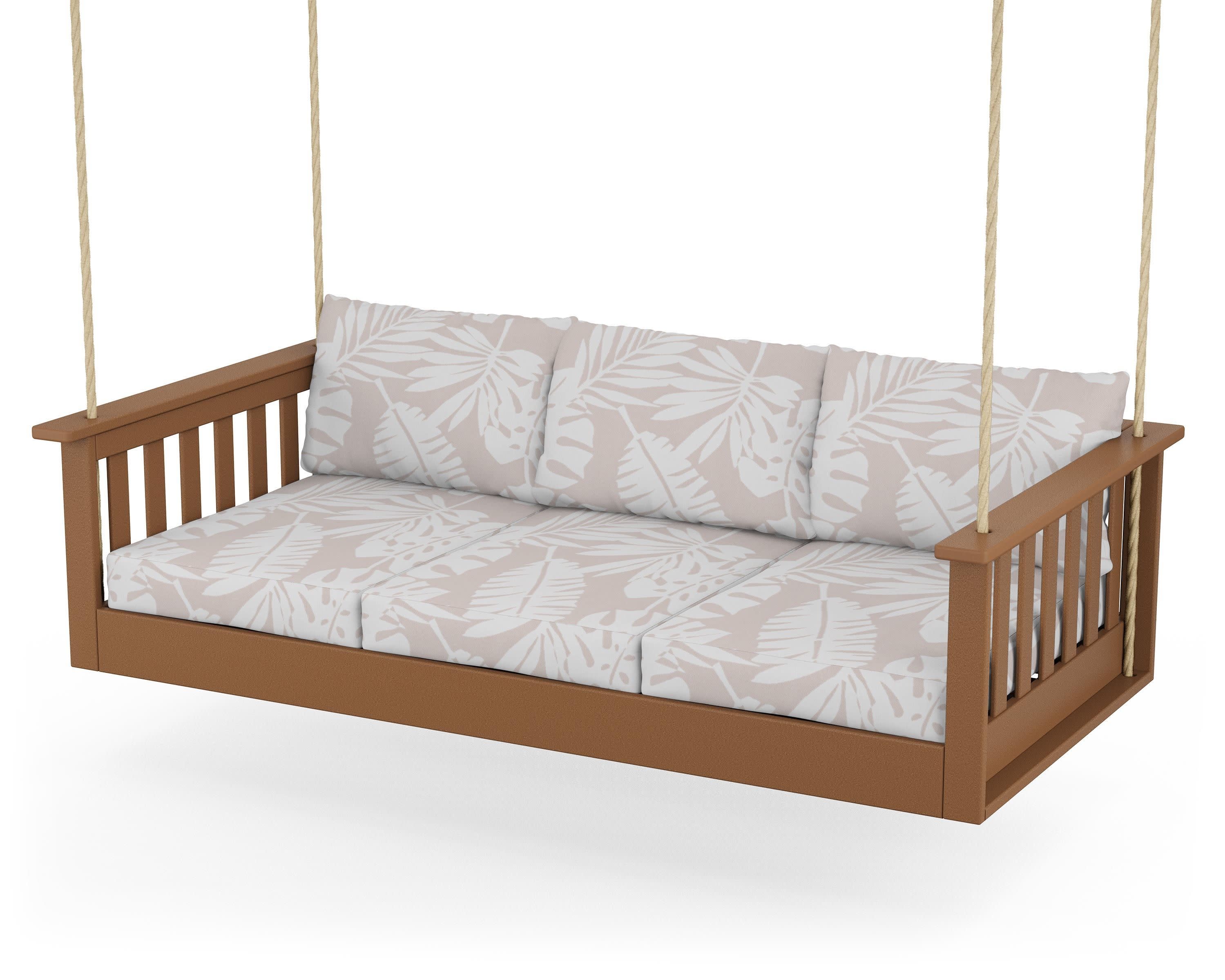 Vineyard Daybed Swing in Teak / Leaf Dune Burlap