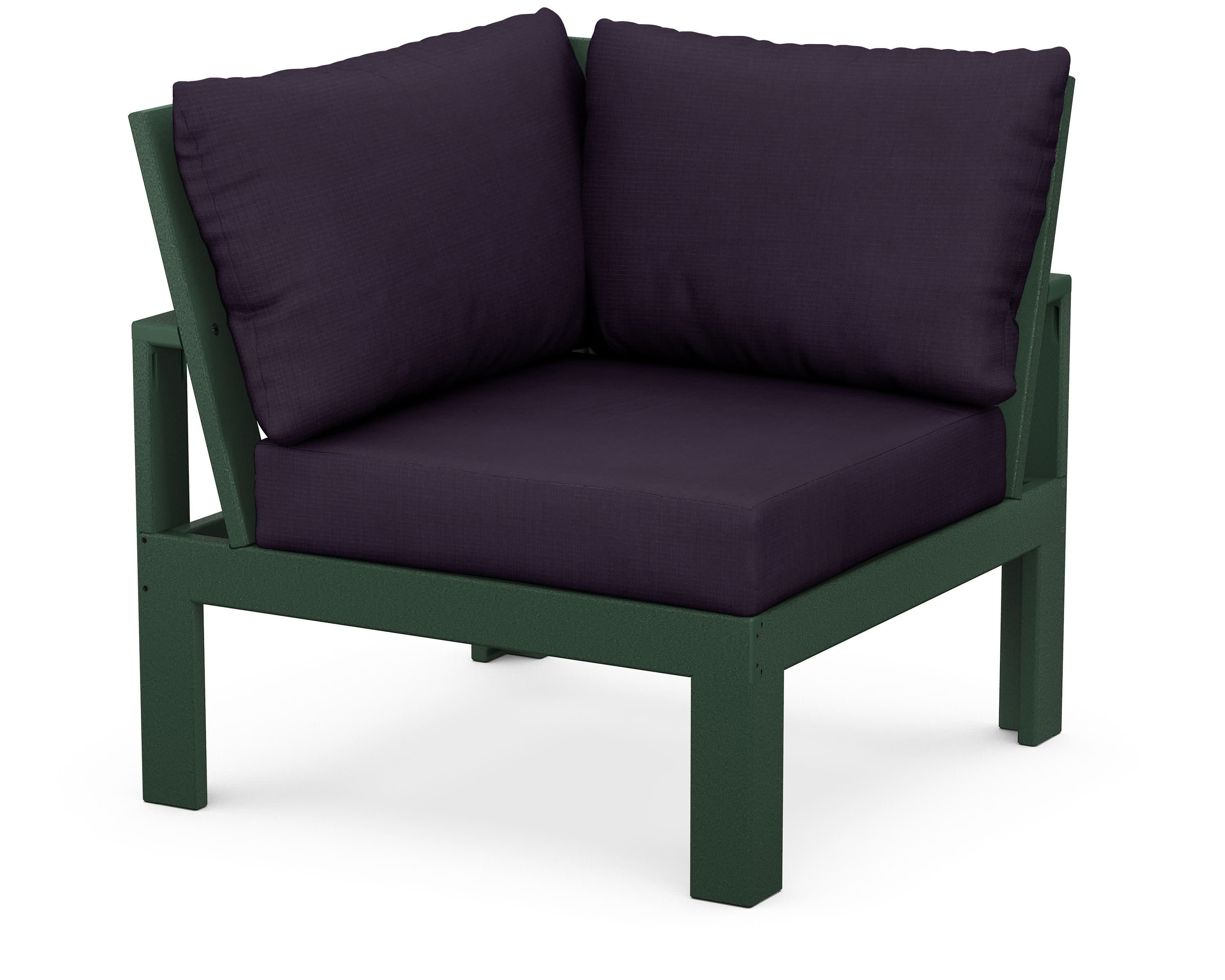Modular Corner Chair in Green / Navy Linen