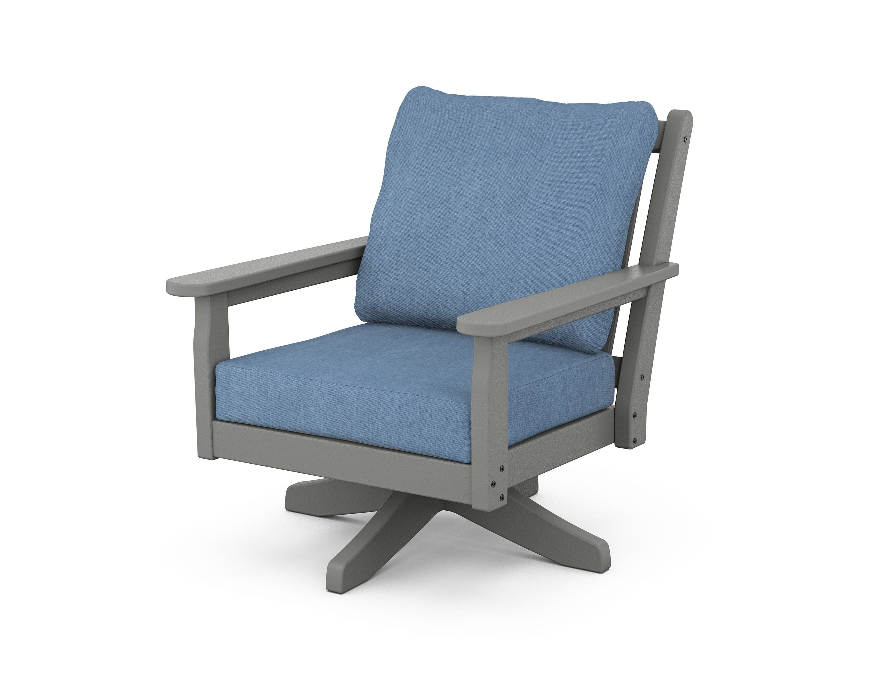 Chippendale Deep Seating Swivel Chair in Slate Grey / Sky Blue