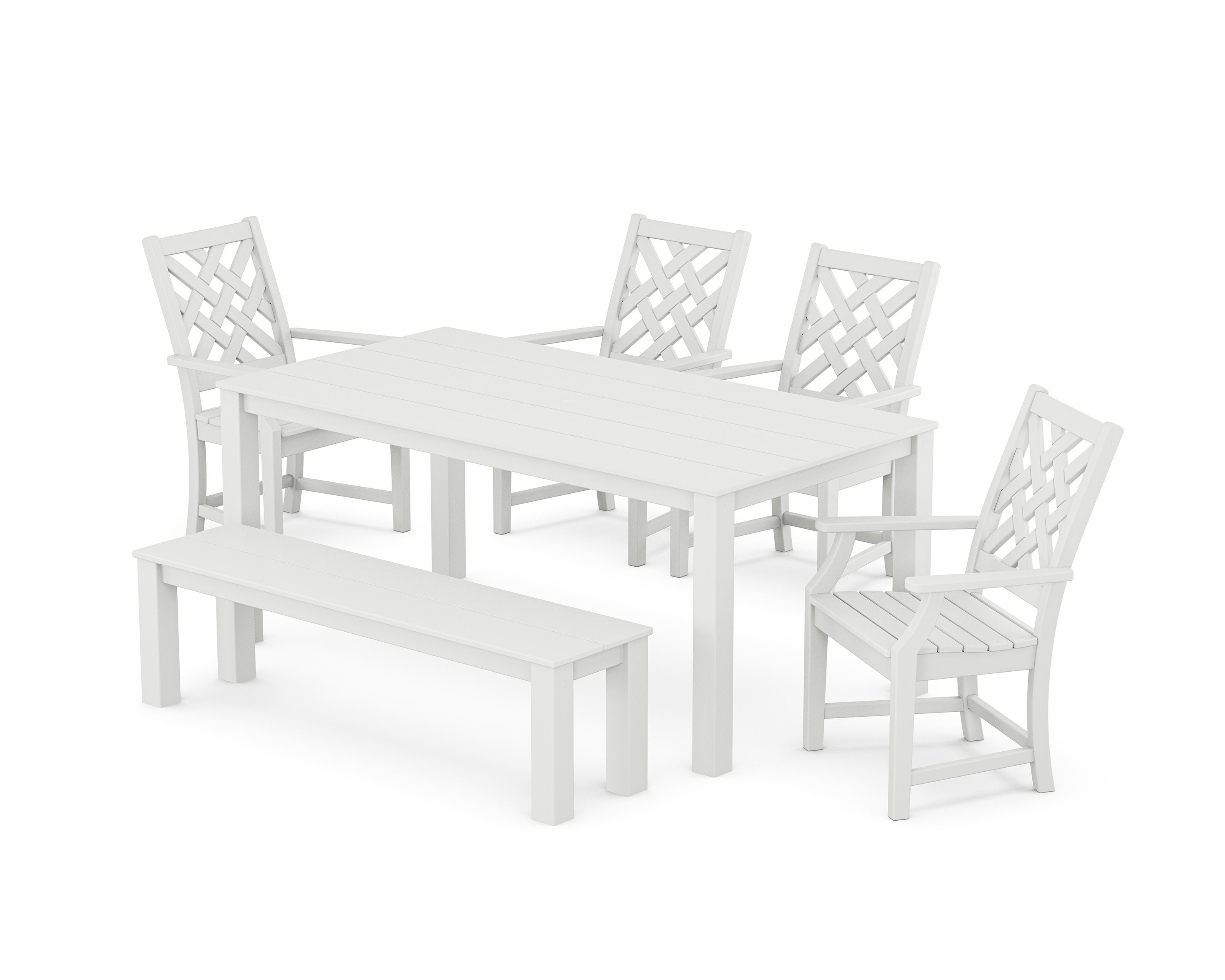 Wovendale 6-Piece Parsons Dining Set with Bench in White