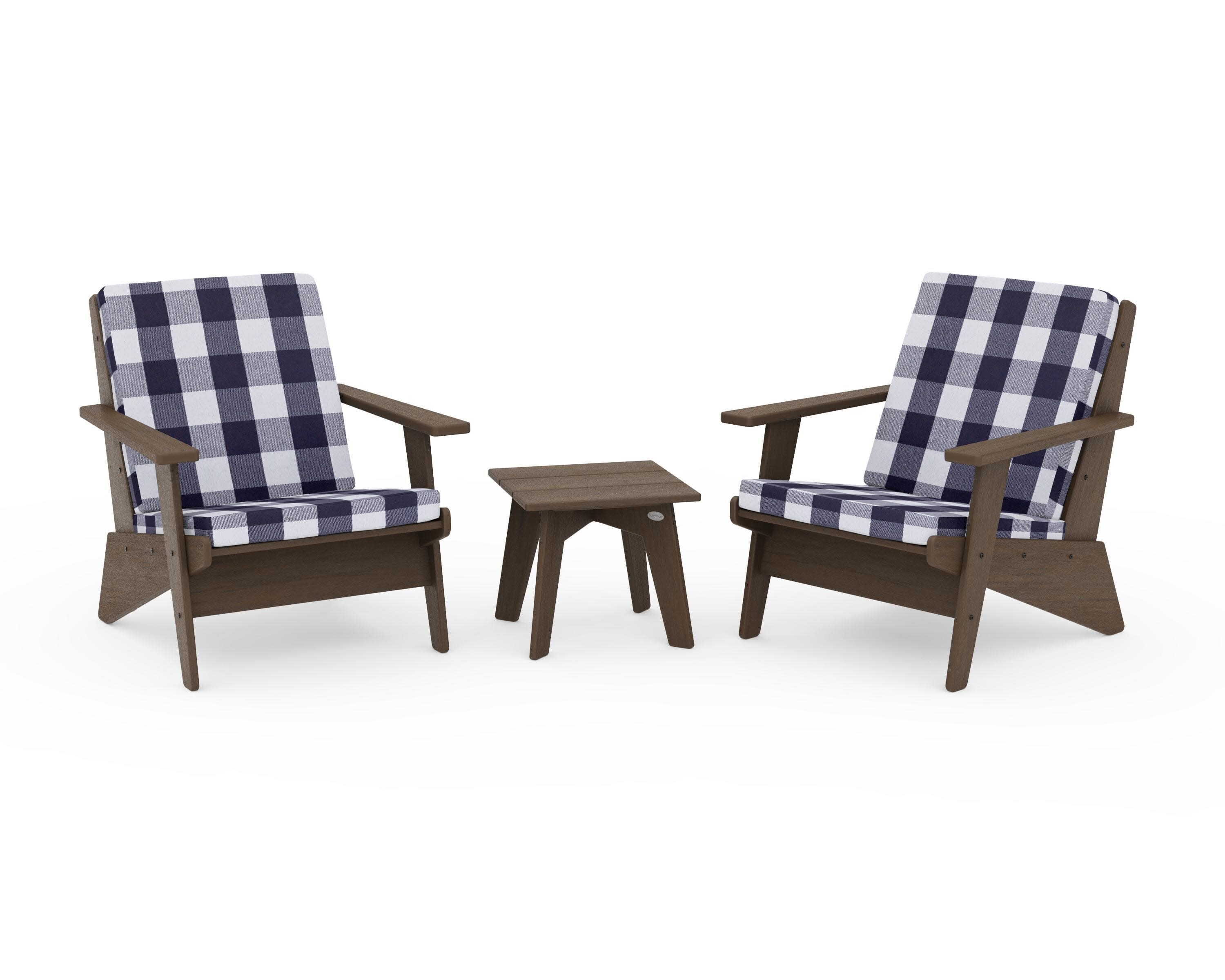 Riviera Modern Lounge 3-Piece Set in Kona / Buffalo Plaid Navy