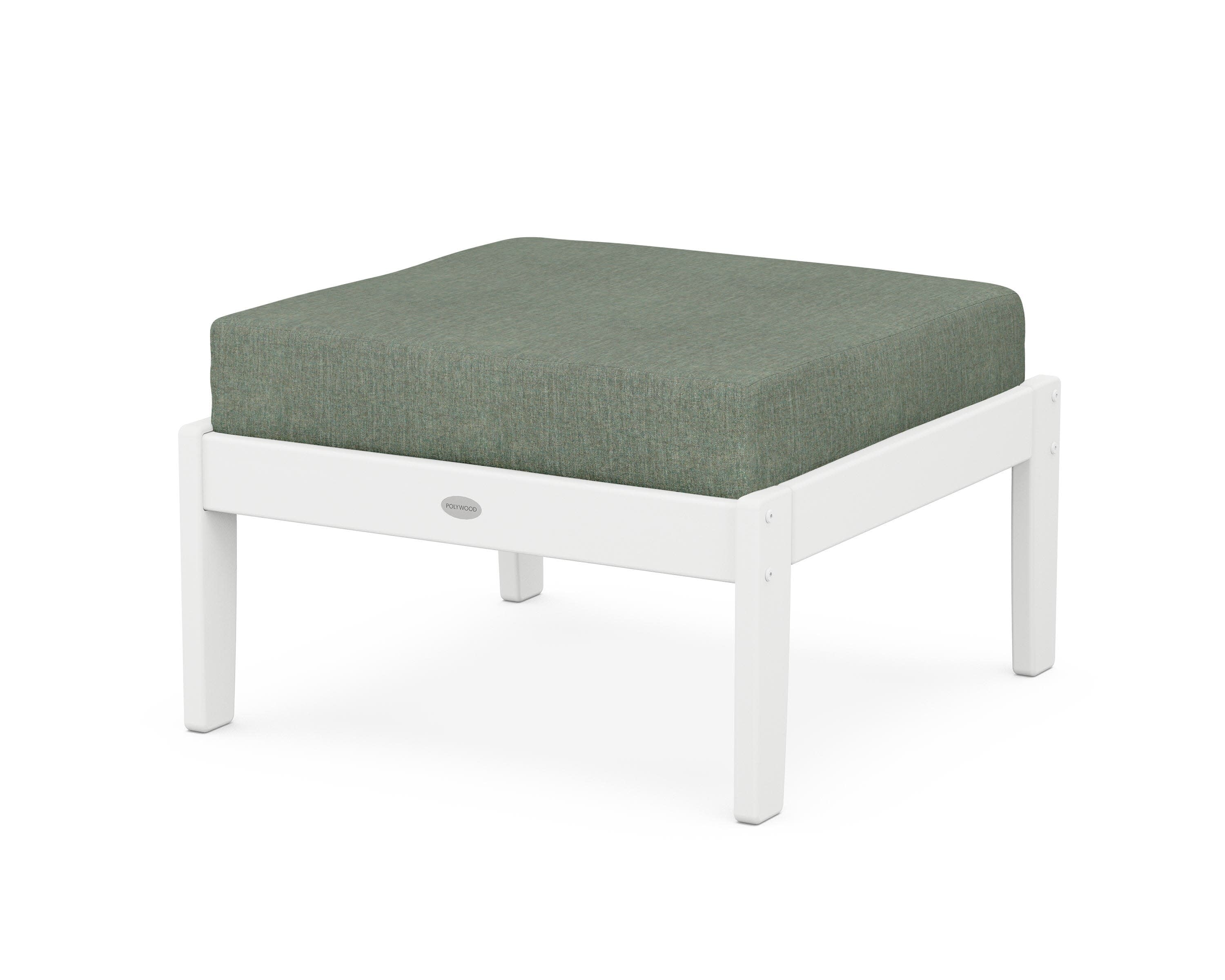 Braxton Deep Seating Ottoman in White / Cast Sage
