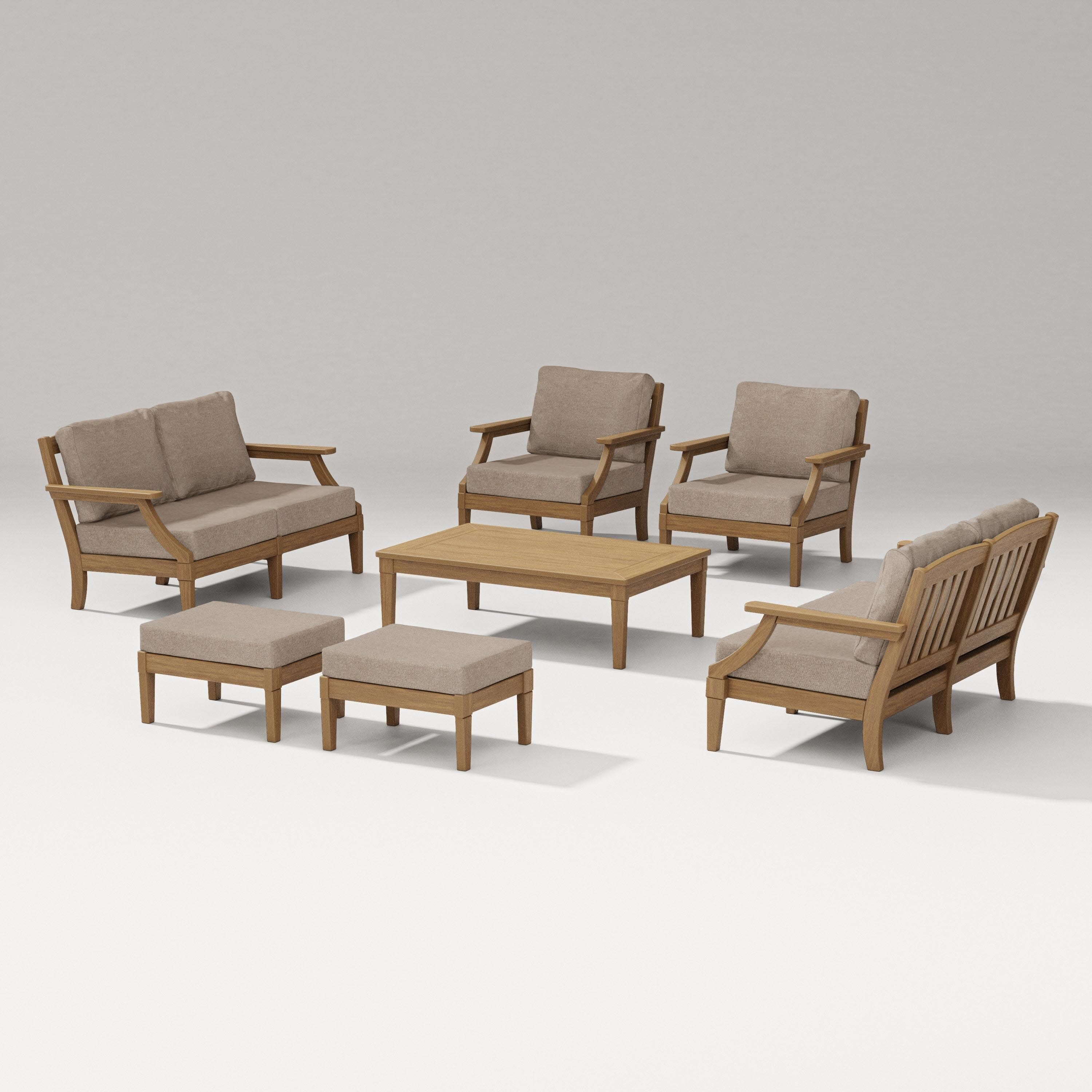 Estate 7-Piece Lounge Loveseat Set in Natural / Spiced Burlap