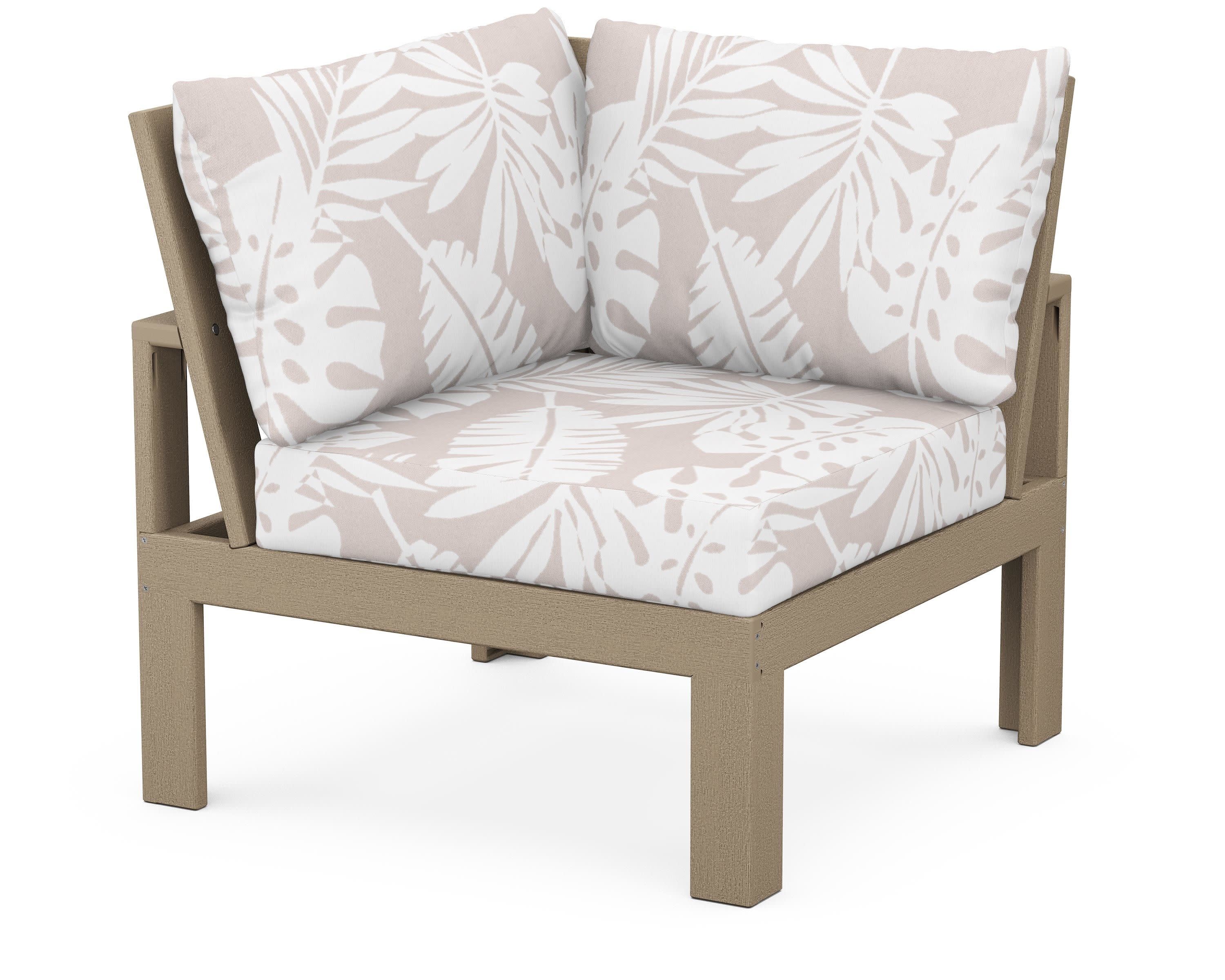 Modular Corner Chair in Vintage Sahara / Leaf Dune Burlap
