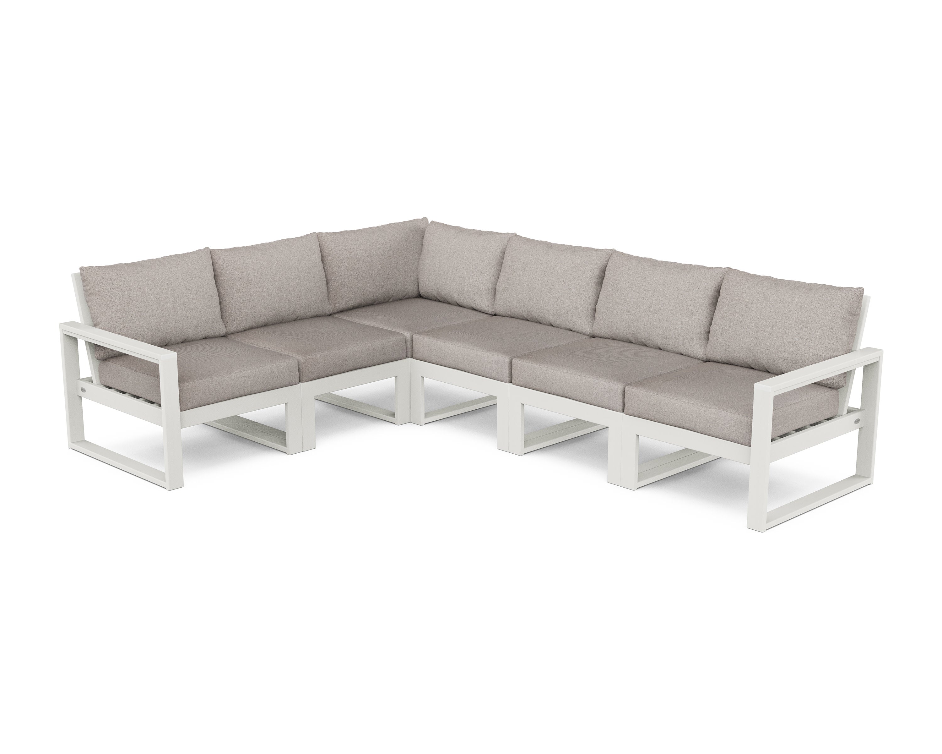 EDGE 6-Piece Modular Deep Seating Set in Vintage White / Weathered Tweed