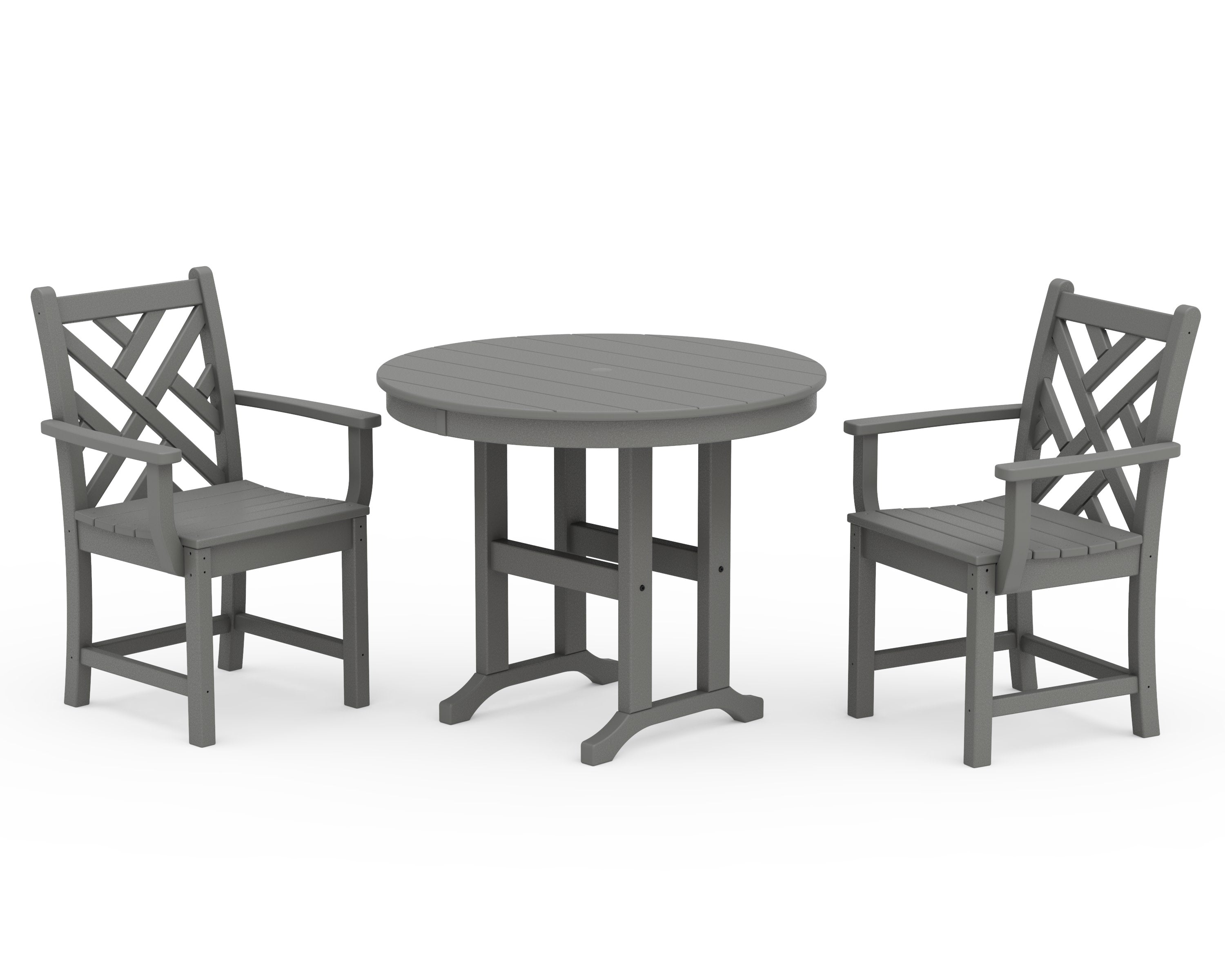 Chippendale 3-Piece Round Dining Set in Slate Grey