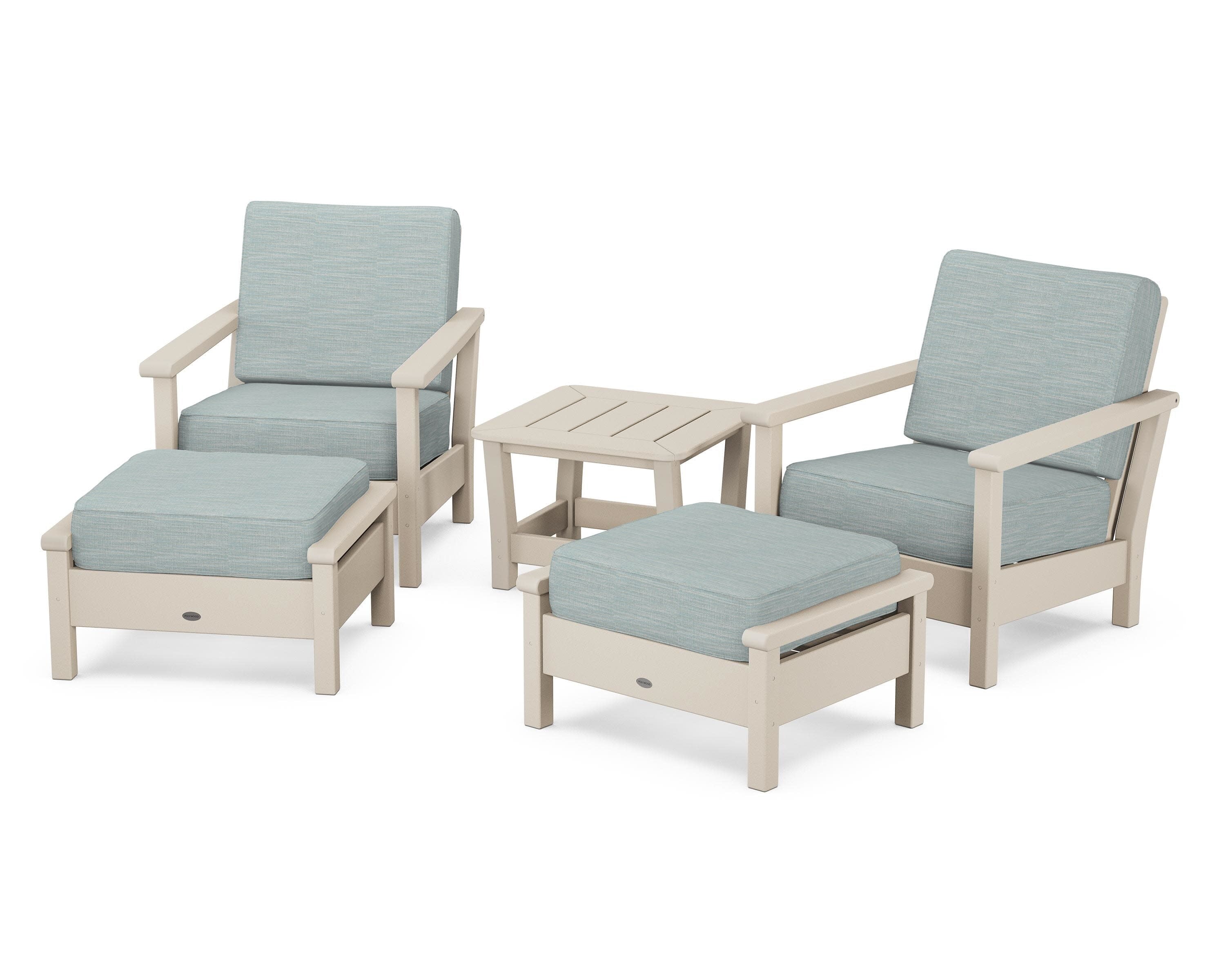 Harbour 5-Piece Deep Seating Chair Set in Sand / Soothe Mist