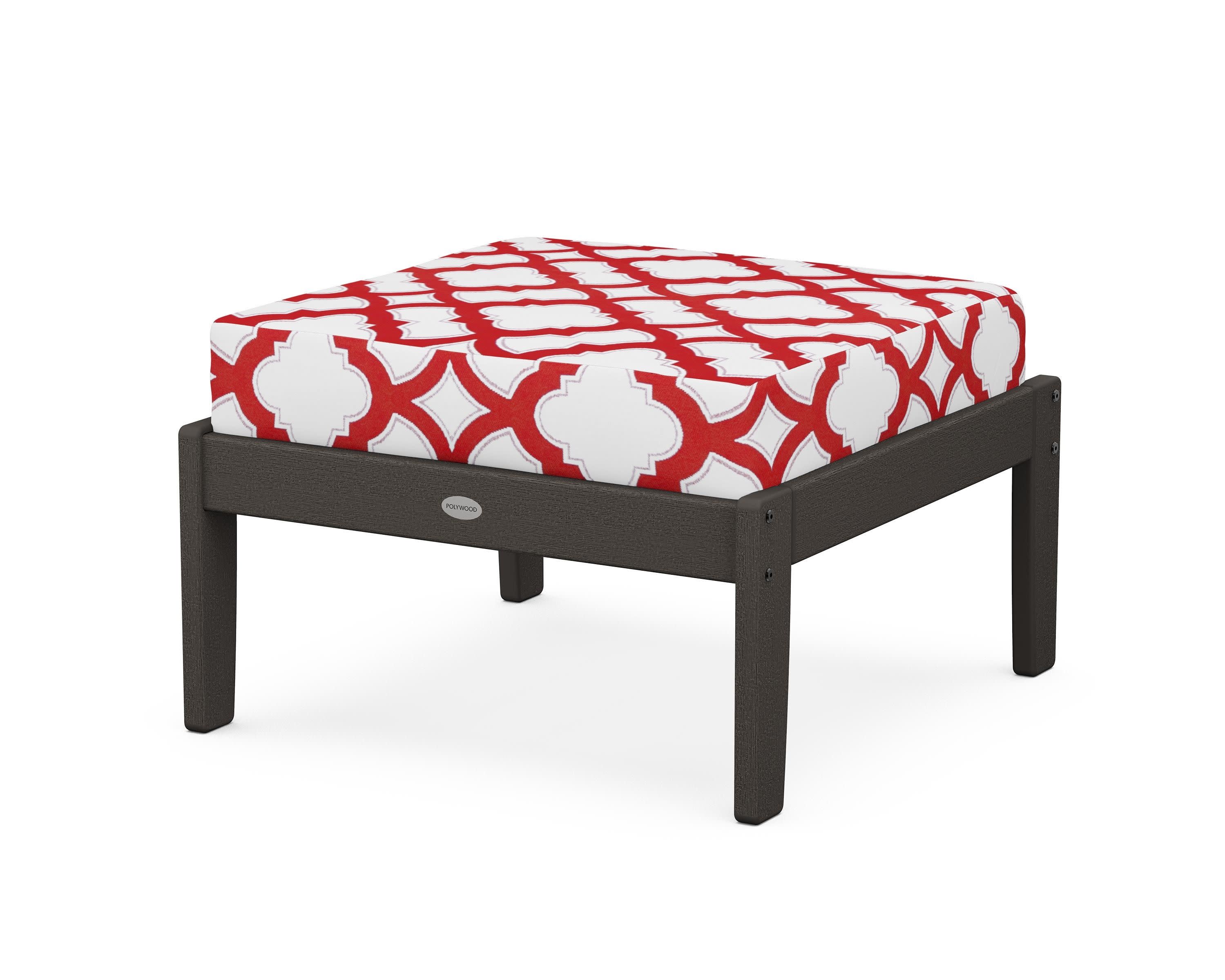 Braxton Deep Seating Ottoman in Vintage Coffee / Trellis Crimson