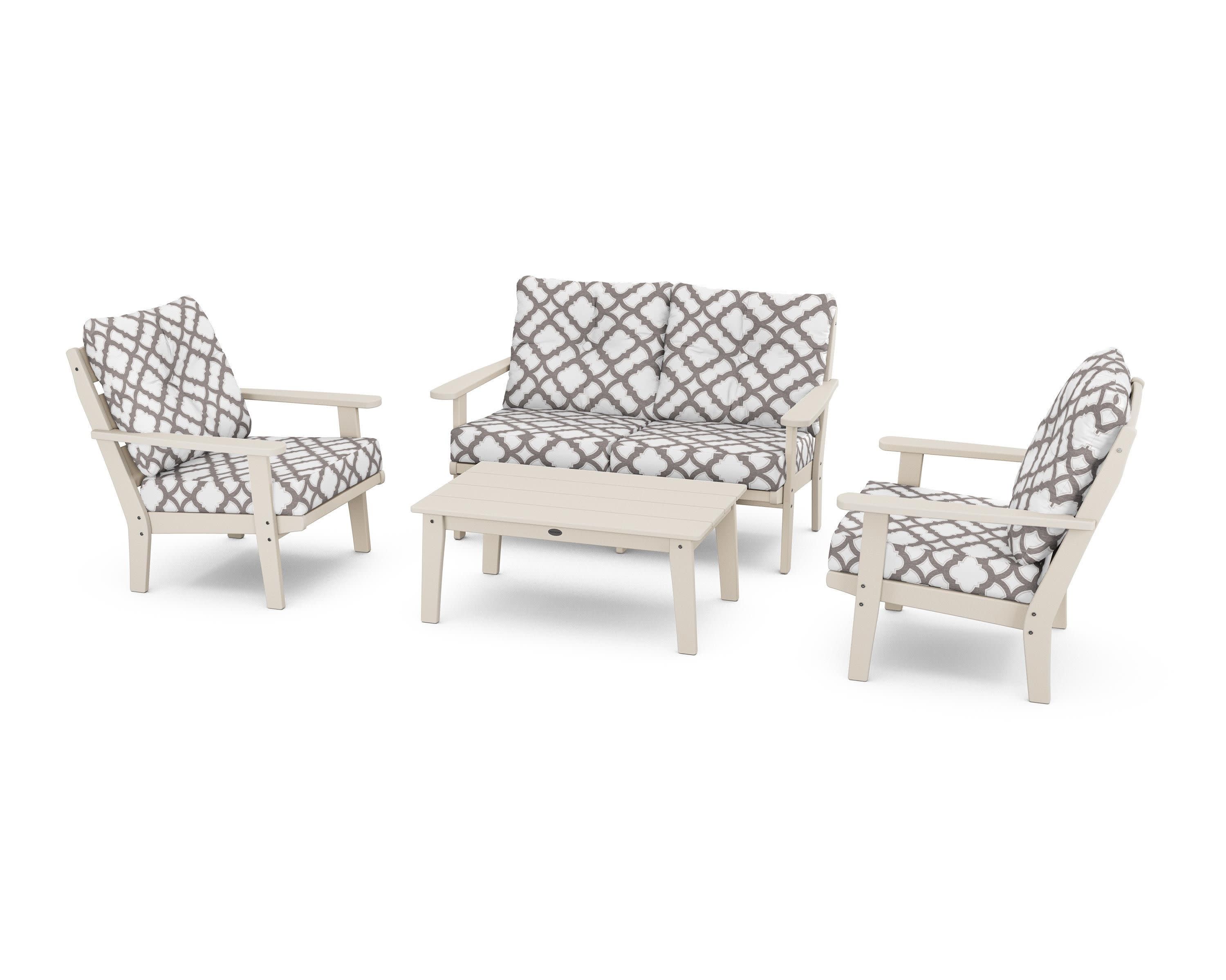 Lakeside 4-Piece Deep Seating Set in Sand / Trellis Grey Mist