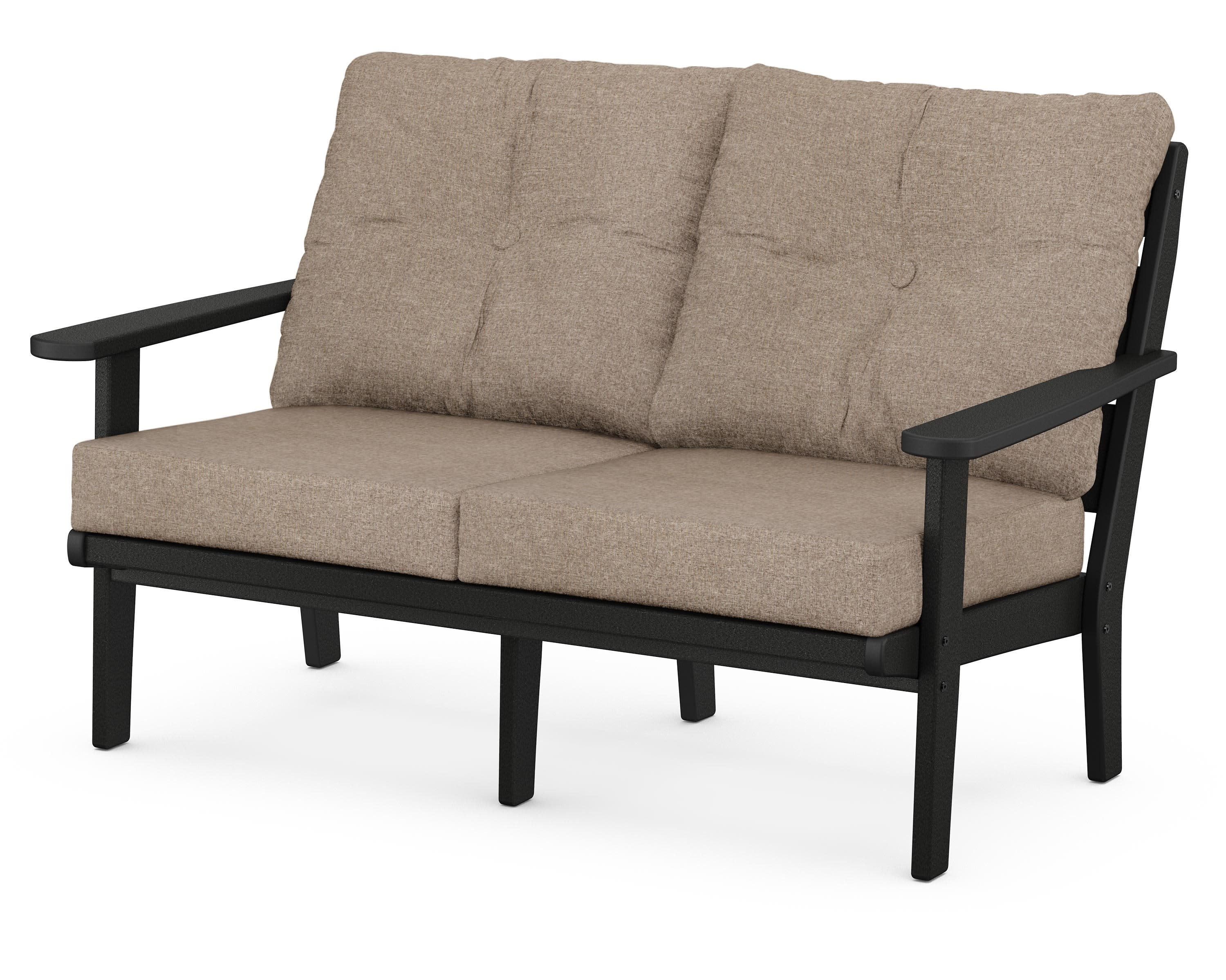 Lakeside Deep Seating Loveseat in Black / Spiced Burlap