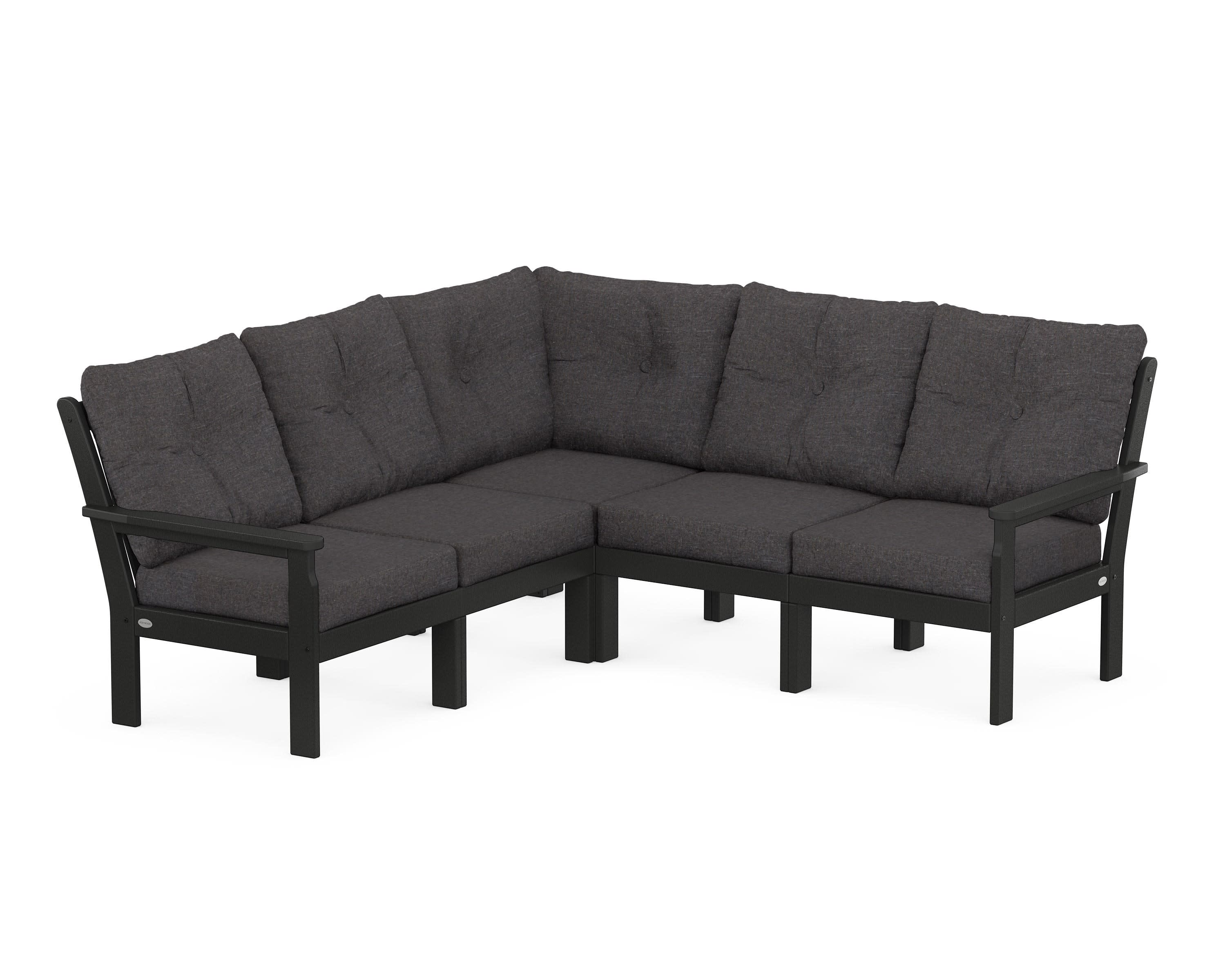 Vineyard 5-Piece Sectional in Black / Ash Charcoal